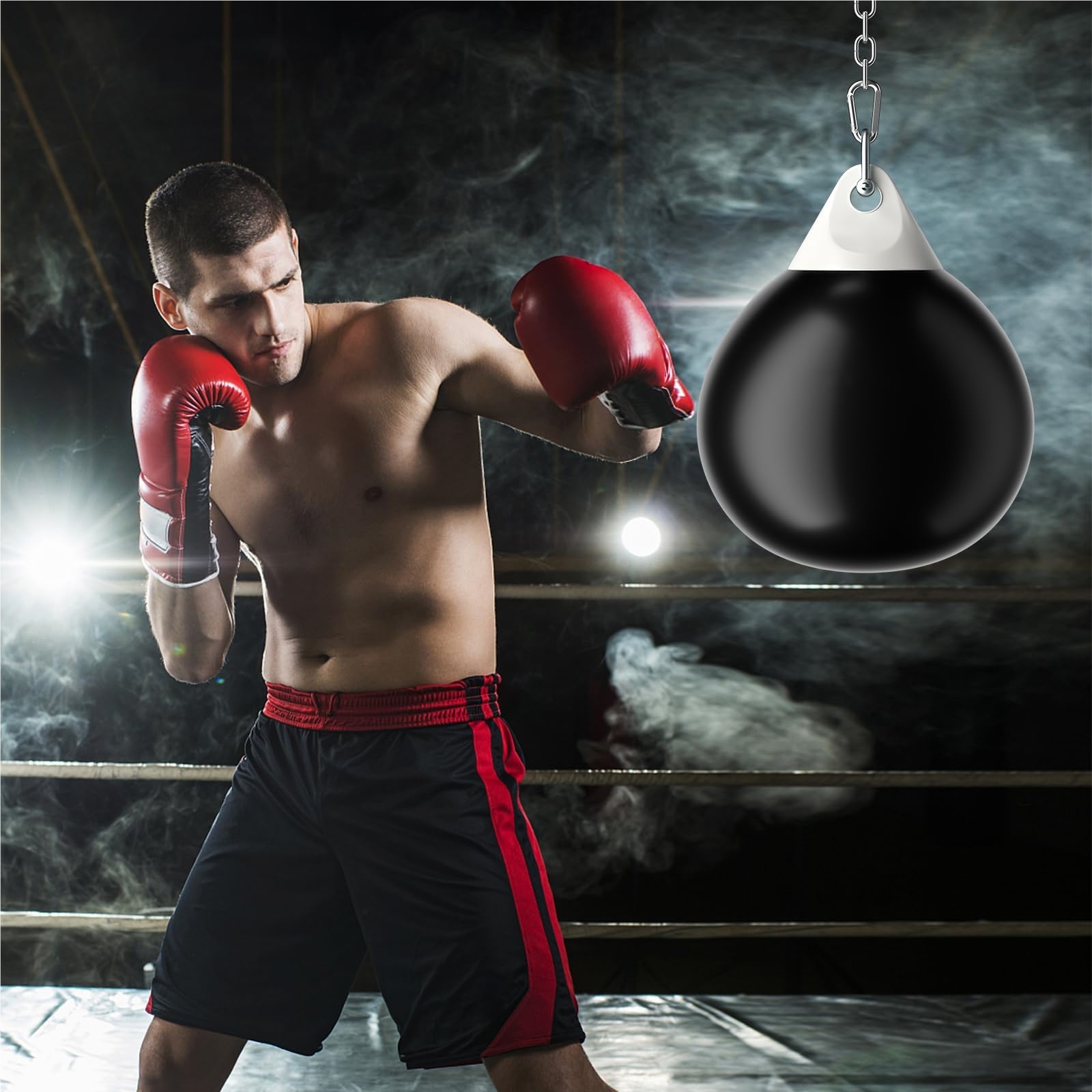 Ø55cm Bag, 80kg Boxing Punching Bag With Adjustable Metal Chain, Safety Buckles & Water Hose, Punching Bag For Adults & Children