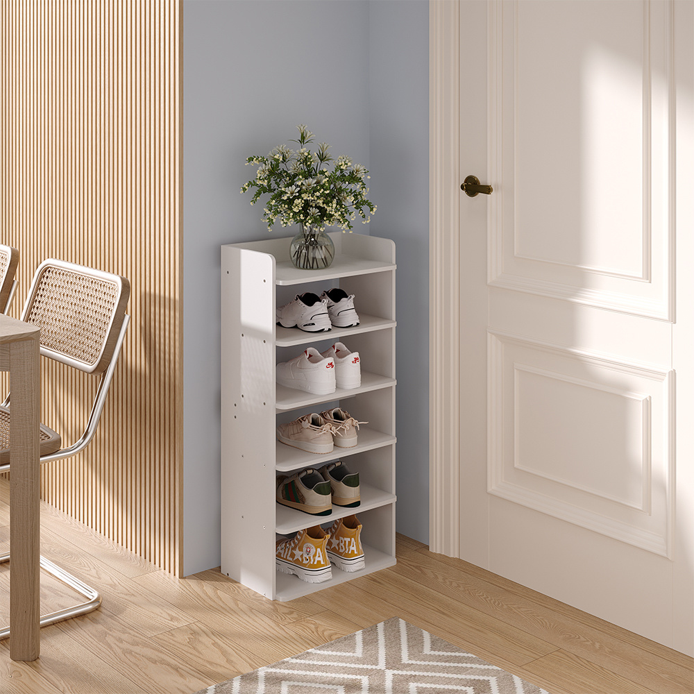 TEMU Wooden Shoe Rack 4/5/6/7/8 Tier Vertical Shoe Holder Stand Space-saving Narrow Footwear Organiser Shelves For Entryway Living Room, Multi