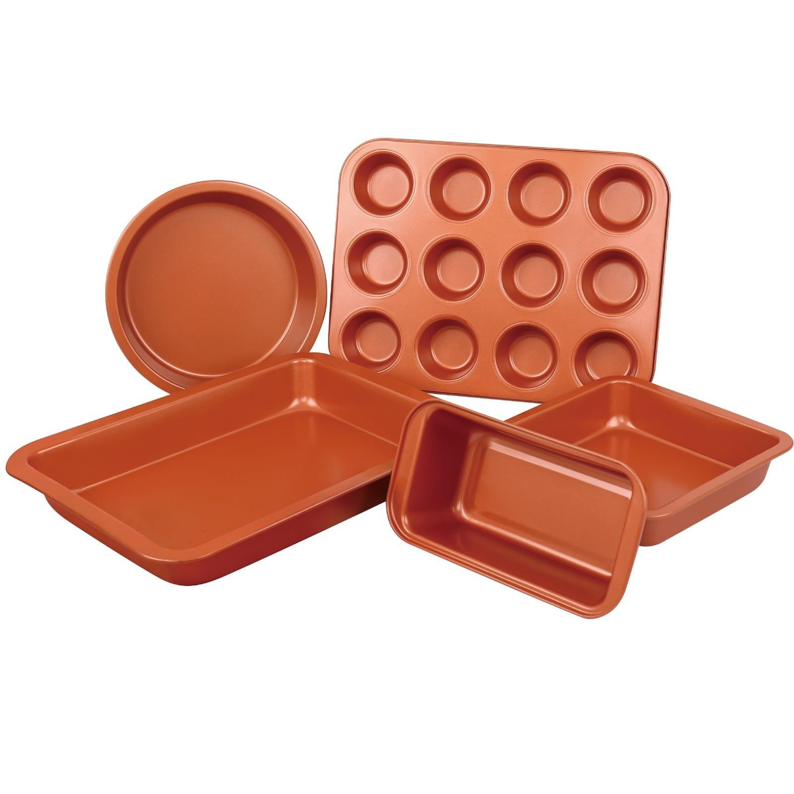 TEMU Copper Non Stick 5pcs Cake Biscuit Muffin Oven Baking Tin Tray Pan Bakeware Set