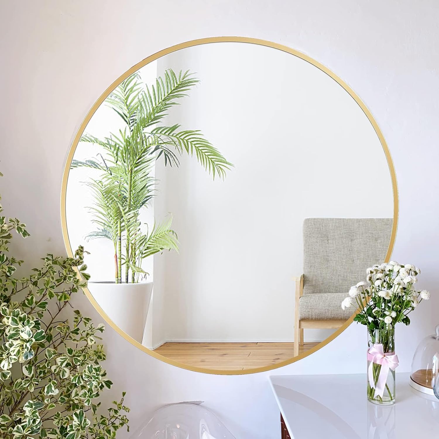 80cm Round Bathroom Shower Mirror, Decorative Makeup Mirror