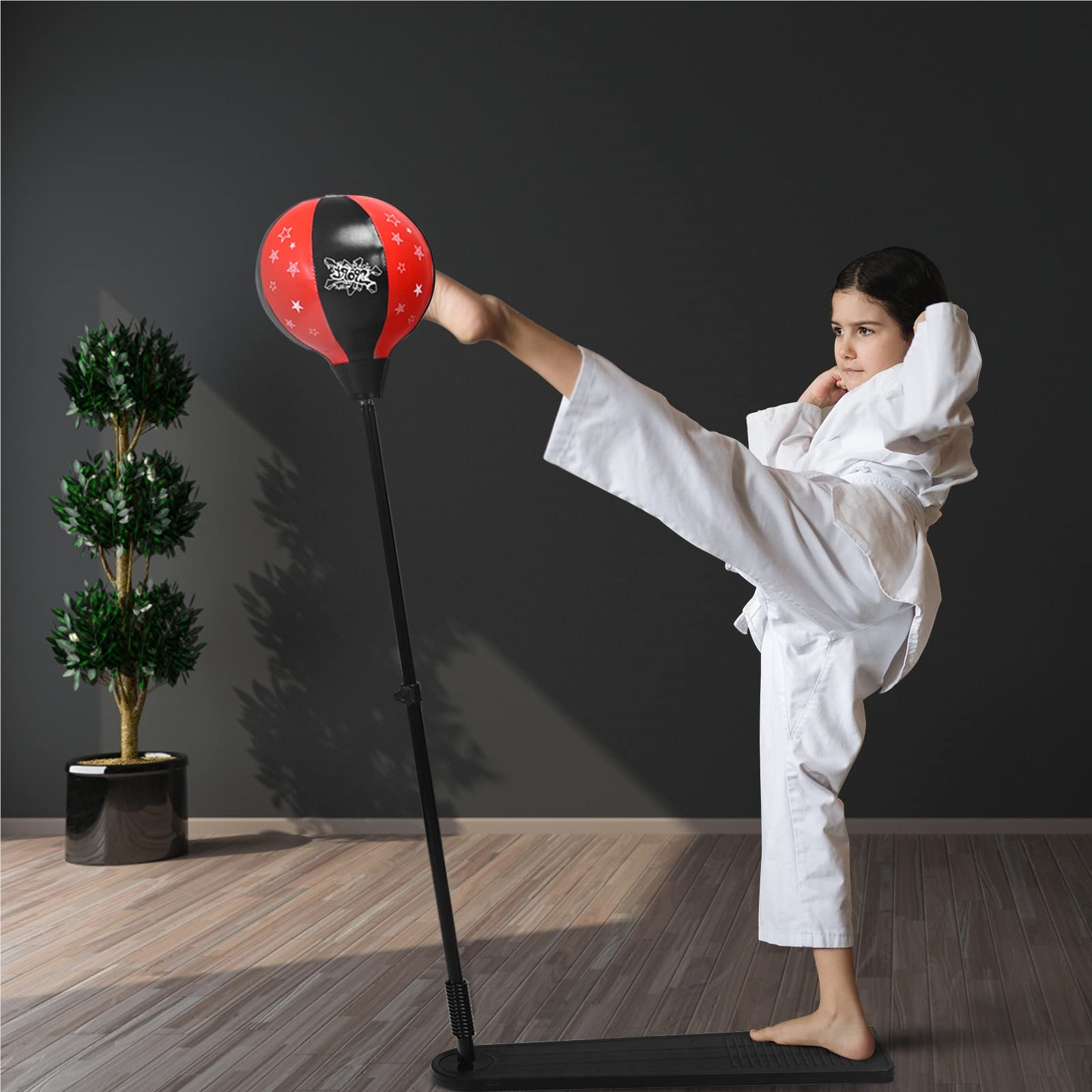 Punching Ball 85 - 130cm Height-adjustable, Free-standing Children' Set, Suitable For Boys And Girls From 8 Years Old, Boxing Bag Set Including Boxing Gloves And Hand Pump.