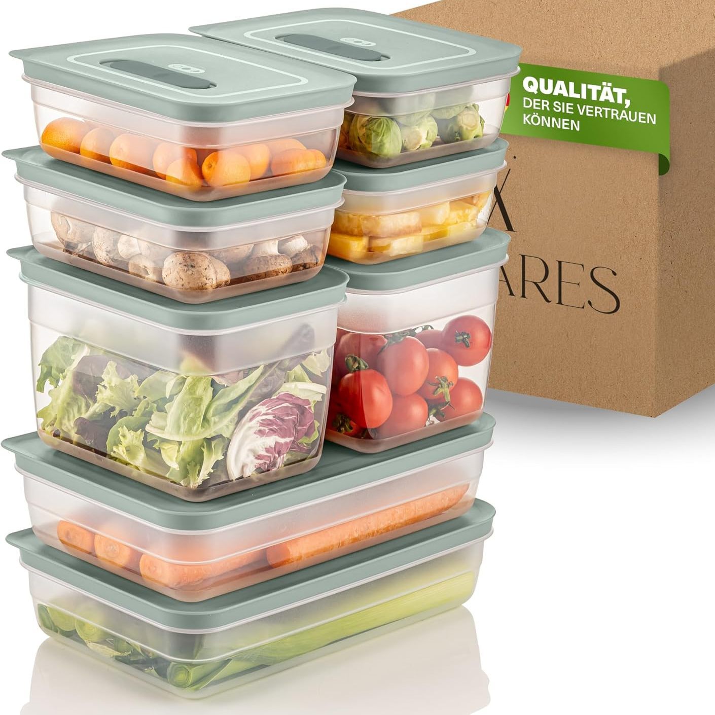 E-shop Viwares Aufbewahrungsboxen Set mit Ventil, Stapelbare Vorratsdosen mit Deckel, Luftdicht, Kunststoffbehälter für Lebensmittel, Gemüse, Obst und