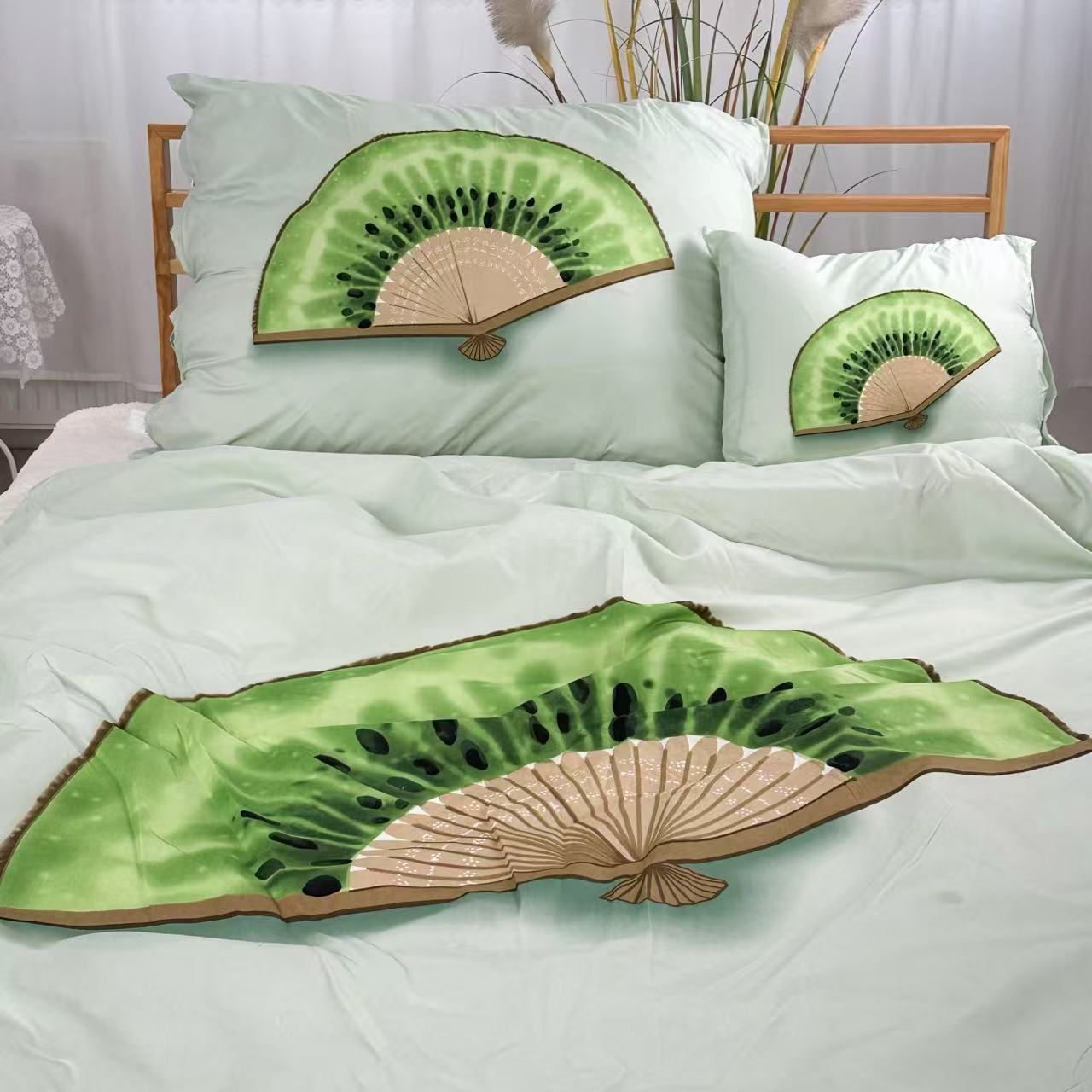 TEMU Kiwi And Fan 3-piece Bedding Set - Kiwi Bedding, Fan Bedding, 3-piece Bedding Set
