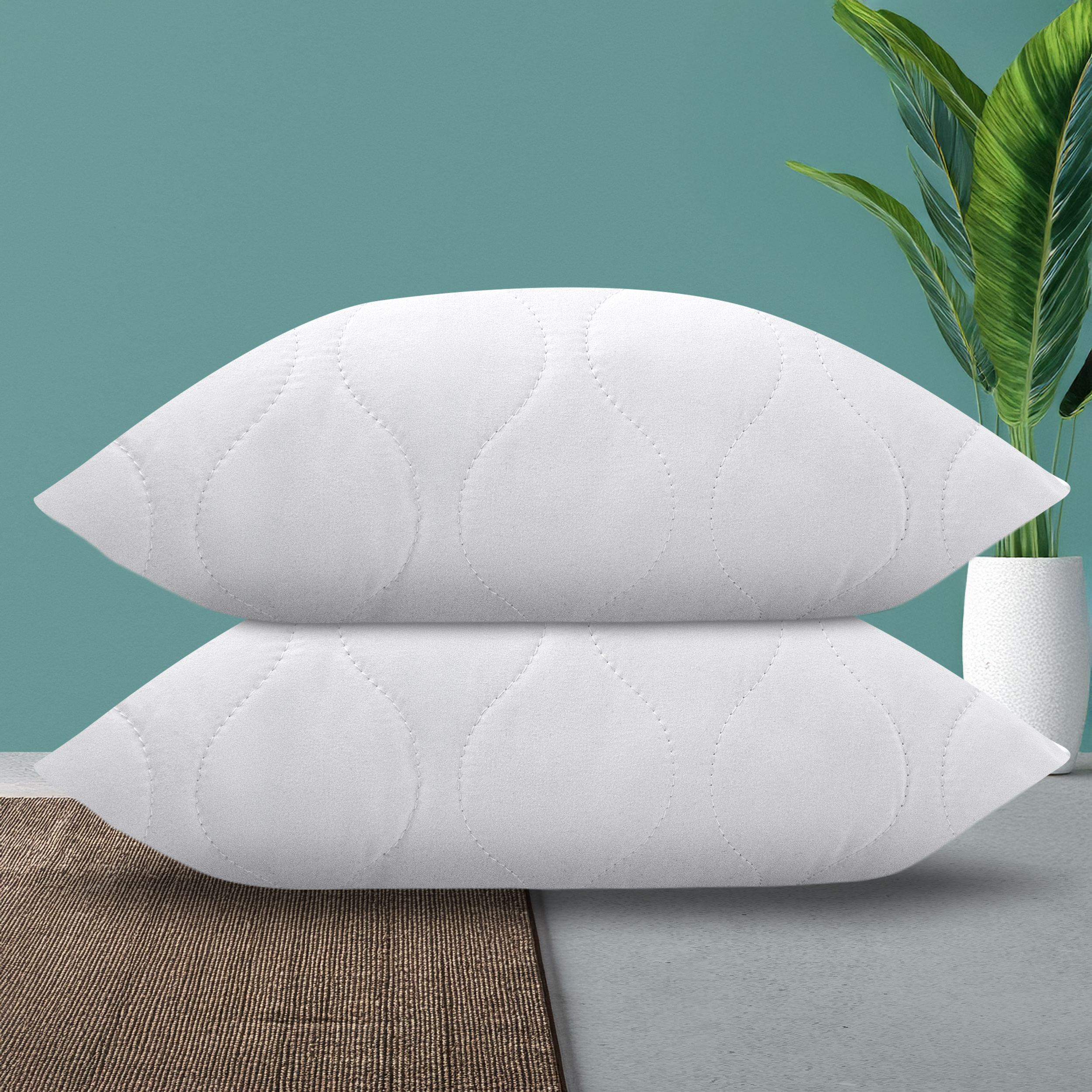 E-shop 2er-Set Kopfkissen – Ideal als Bett- und Dekokissen – mit Reißverschluss für Füllung – als Sofakissen oder Zierkissen für Couch und Sofa –