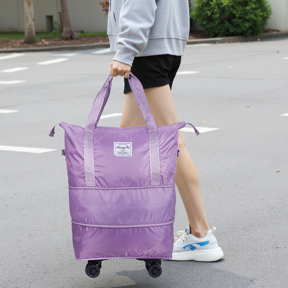TEMU Travel Bag With Detachable Wheels, Expandable Duffel Bags For Women, Foldable Rolling Duffle Bag With Wheels, Carry On Luggage, Gift For Men
