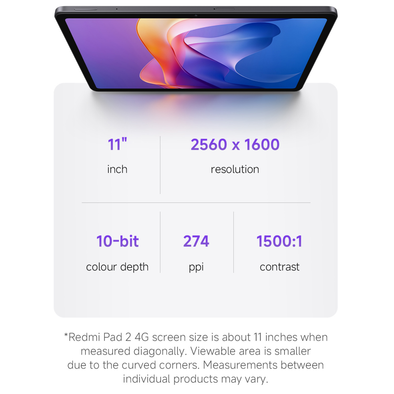 Xiaomi Redmi Pad 2 4G, 8+256GB,11-Inch 90Hz 2.5K Eye Care Display,MediaTek Helio G100-Ultra, HyperOS2, 9000mAh (typ) Large Battery, 18W Fast Charging