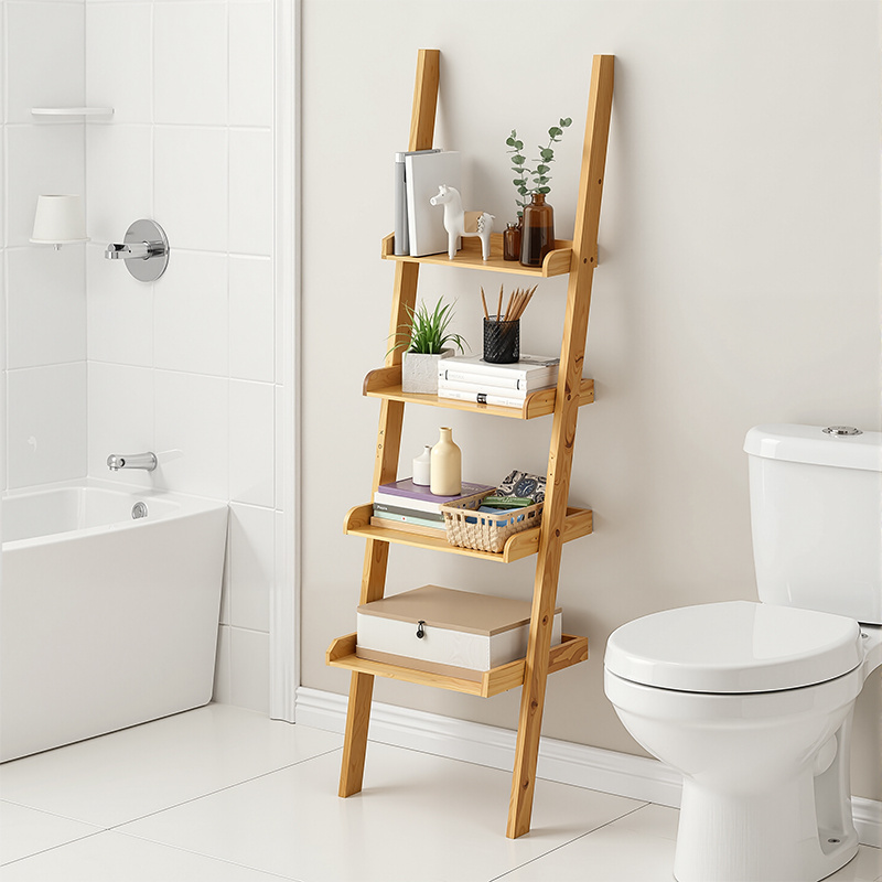 E-shop Handtücherhalter aus Bambus Ribelli, 4 Badezimmerhalter (175H ,5B x 33T cm), Bad, Küche, Wohnzimmer und Studio, stilvolle Bücherregale,