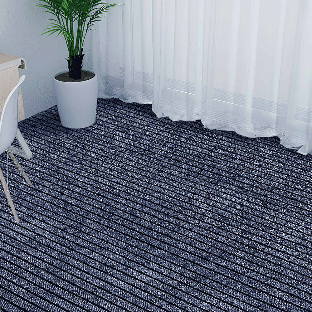 TEMU Large Grey Striped Door Mat - Non-slip, Easy-clean, Lightweight Tpr & Polyester Blend, Rectangular Doorway & Entryway Mat For Home, Kitchen, And