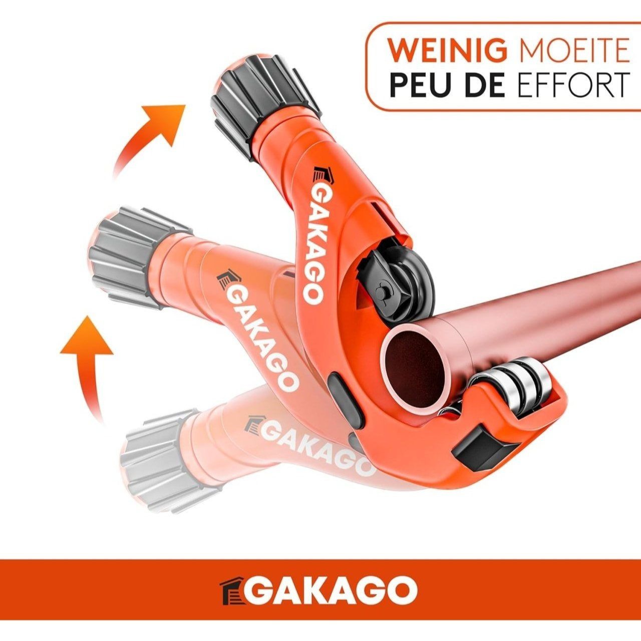 TEMU Gakago Universal Pipe Cutter For All Common Metals, Orange, 3-