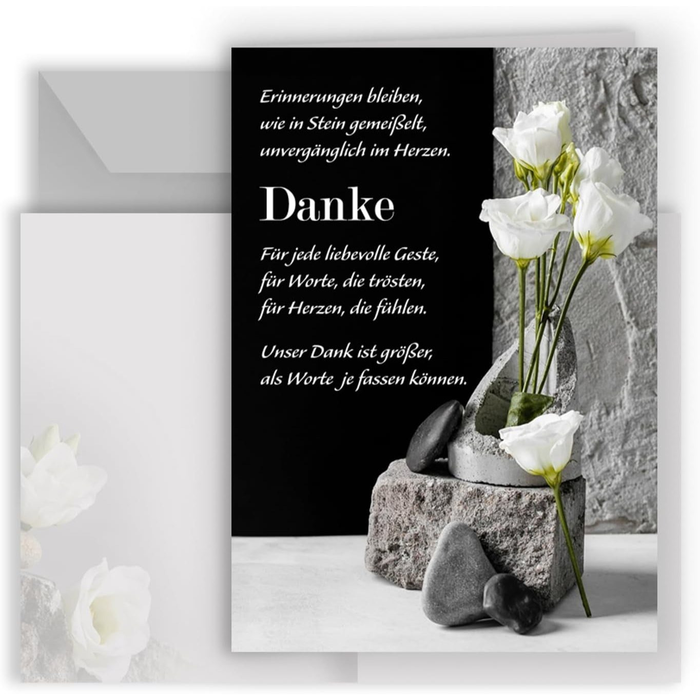 E-shop 10 Danksagungskarten Trauer mit Text und Umschlägen in Grau Dankeskarte Klappkarten Trauerkarten Danksagungskarte Kondolenzkarten Beerdigung