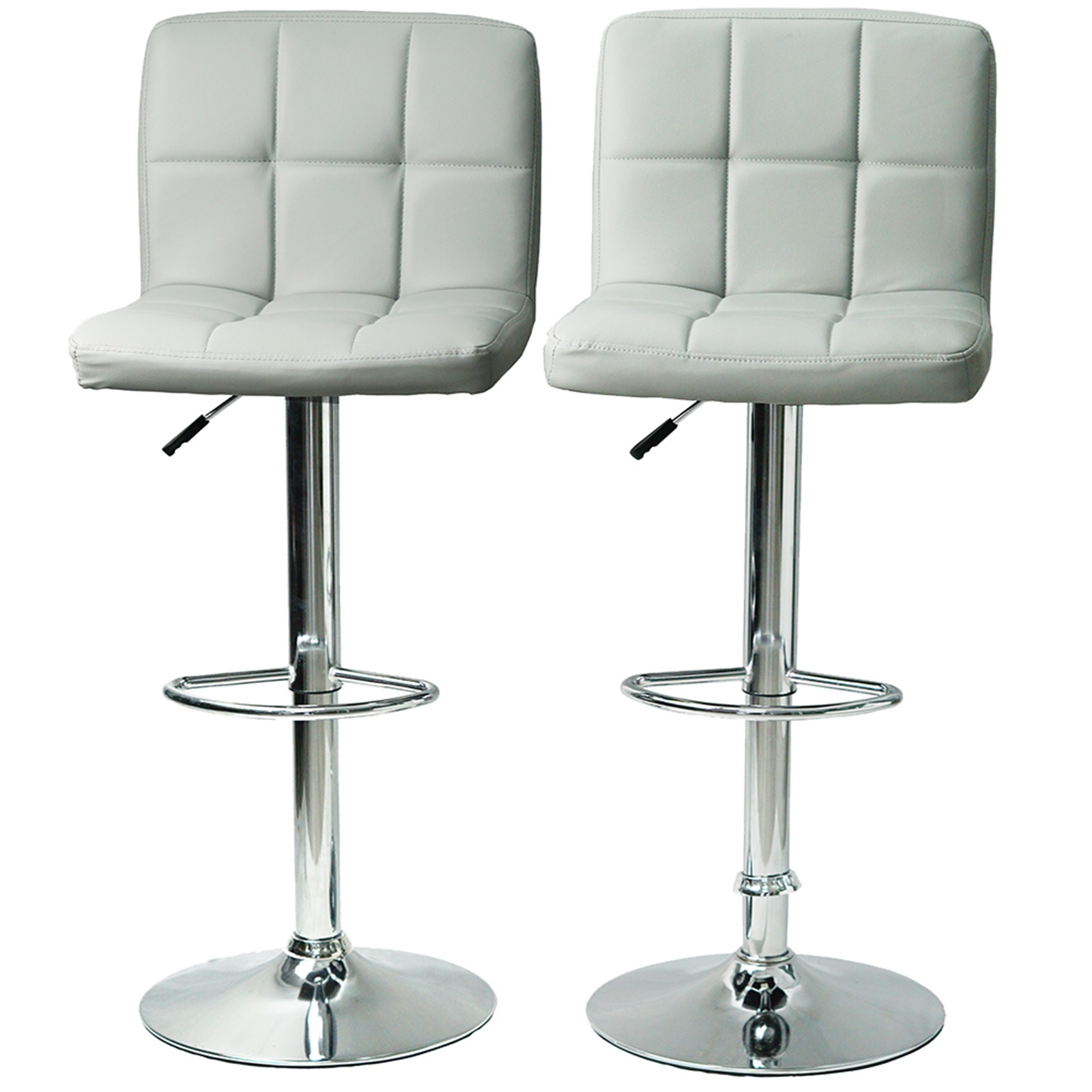 Gr8 Home Set Of 2 Faux Leather Swivel Breakfast Bar Stool Kitchen Chairs Chrome Gas Liftlight Grey, Grey