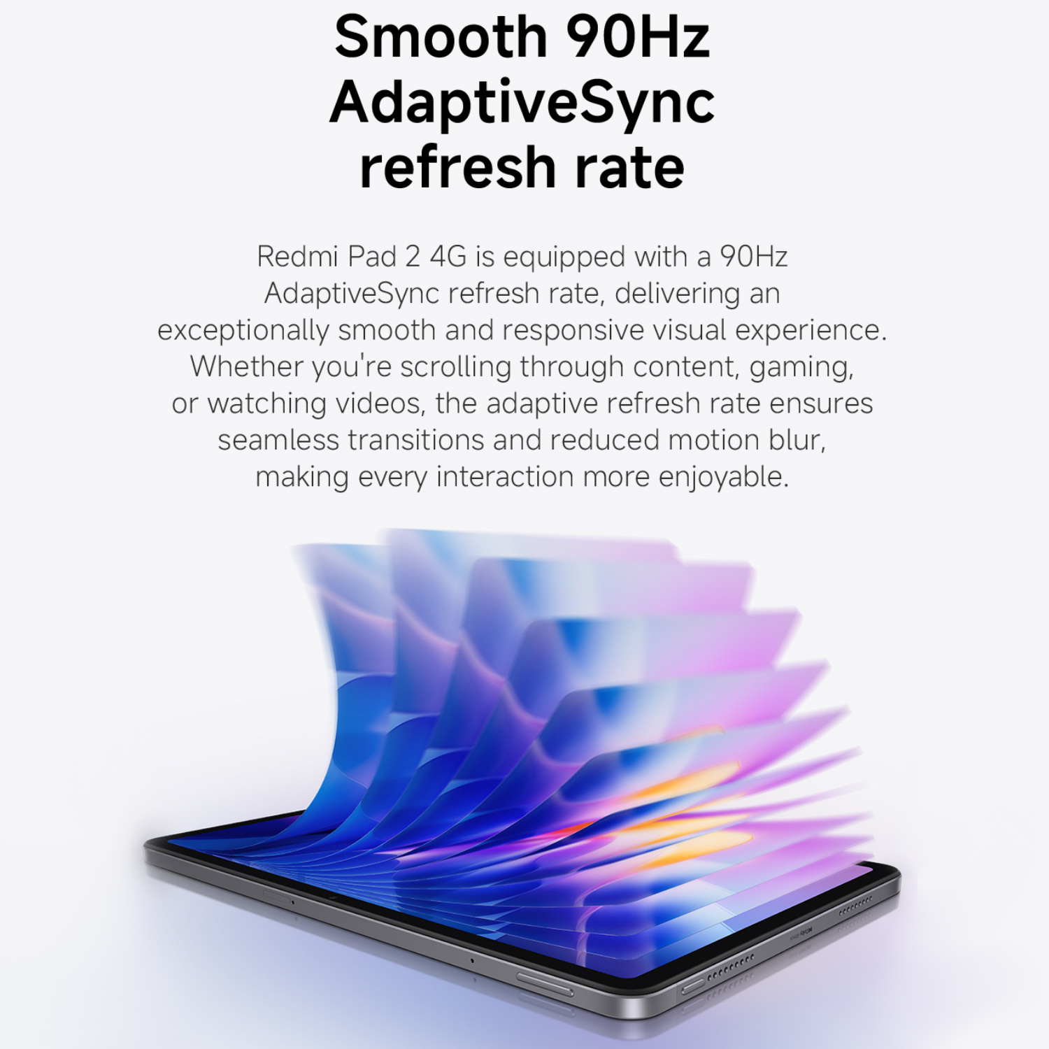 Xiaomi Redmi Pad 2 4G, 8+256GB,11-Inch 90Hz 2.5K Eye Care Display,MediaTek Helio G100-Ultra, HyperOS2, 9000mAh (typ) Large Battery, 18W Fast Charging