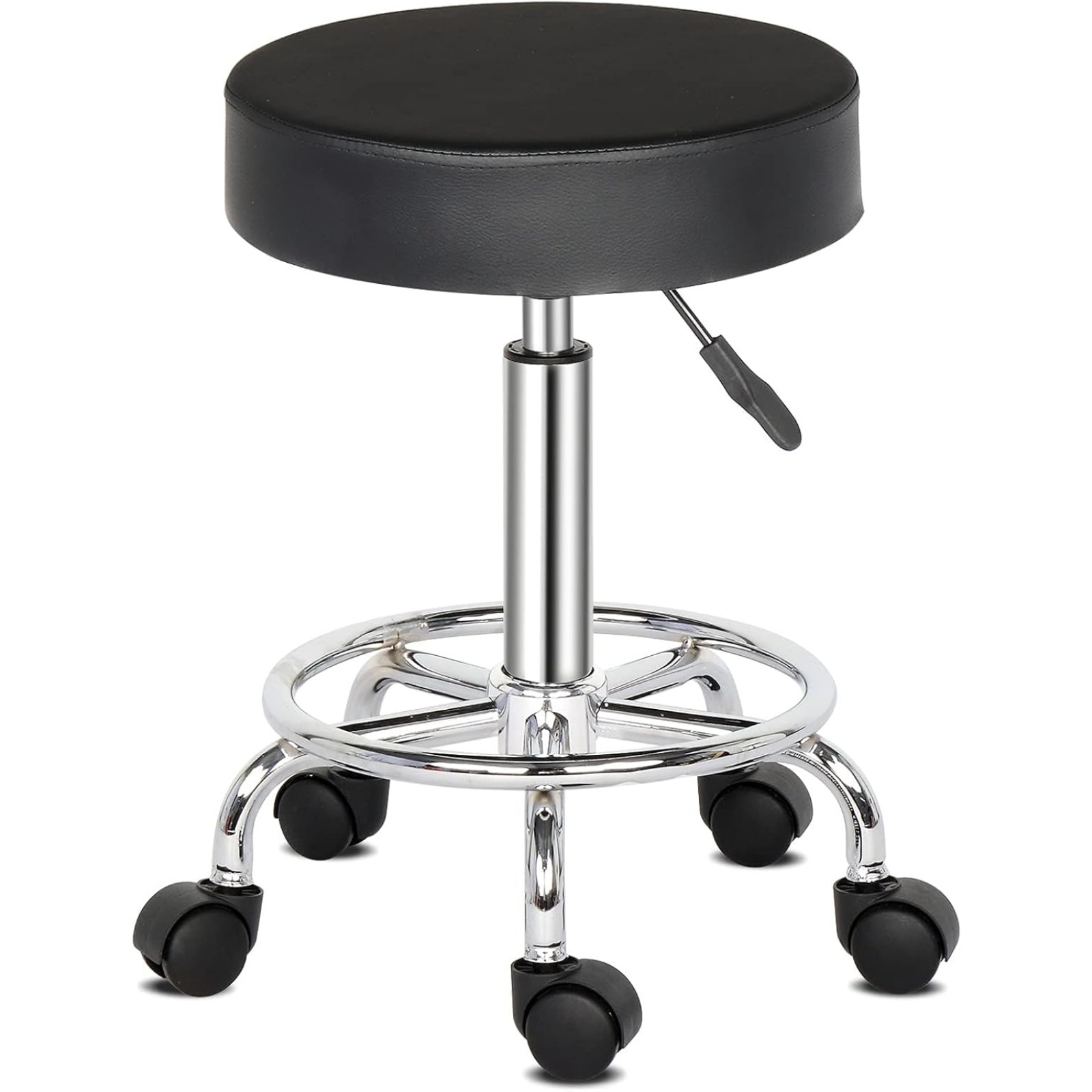 TEMU Bonnlo Tabouret à roulettes Réglable en Hauteur, Tabouret de Bureau avec Coussin de 8 cm, Tabouret de Travail Pivotant à 360°, Tabouret Pivotant