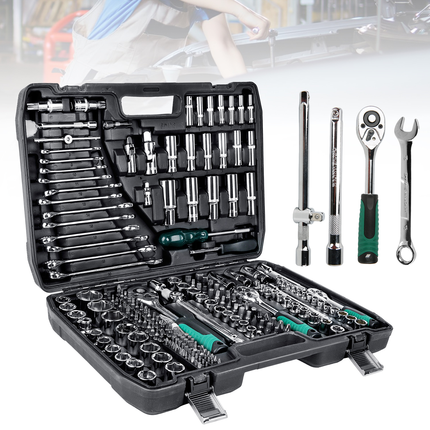 eb23575e-70de-4c65-a4e6-44b32965fd68_1500x1500.jpeg.format.jpg 216-delige Autoreparatiesleutelset Combinatiepakket met 24-tand Ratelsleutel en Plastic Toolbox voor Opberging