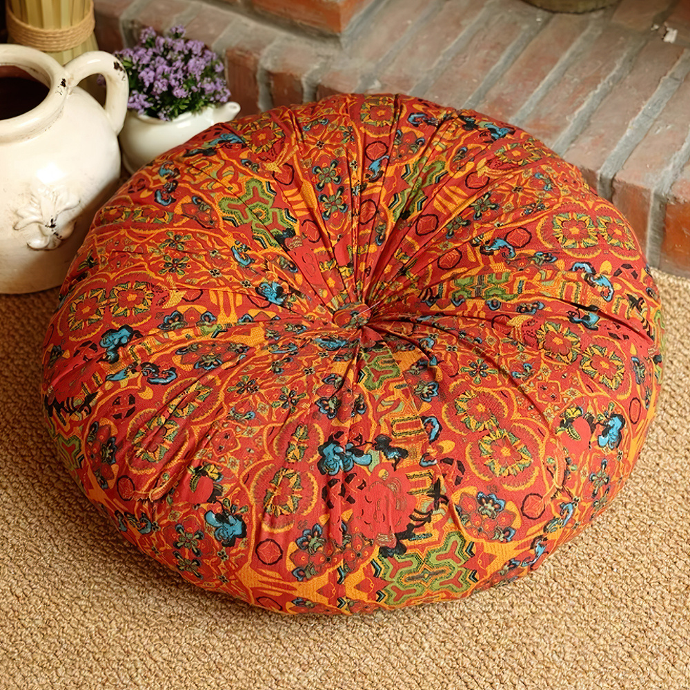TEMU 1pc Retro Moroccan Bay Window Tatami Round Seat Cushion Bohemian Style Thickened Floor Lazy Seat Cushion, 50*50cm, Orange