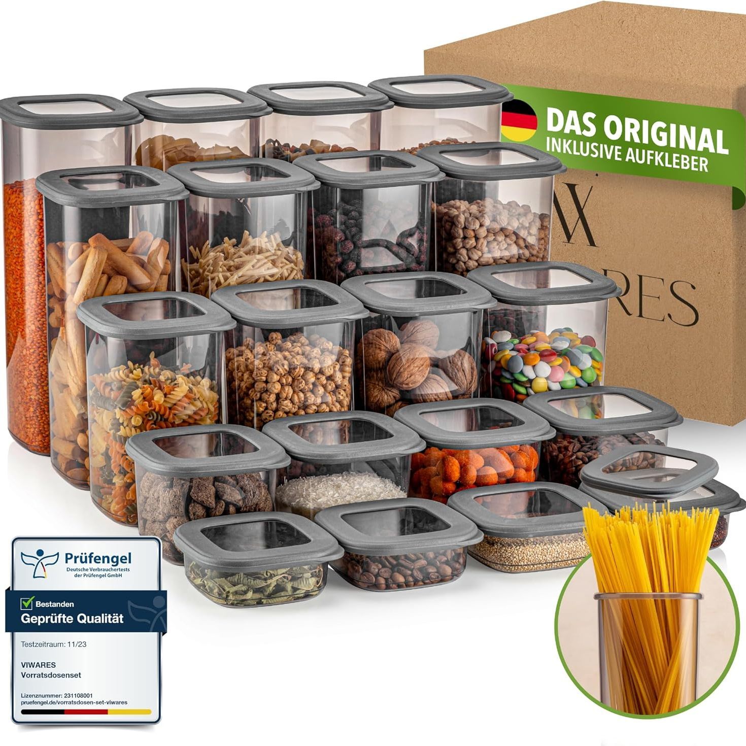 TEMU Viwares Airtight Storage Containers With Lids, 20-piece Food Storage Container Set, Cereal And Flour Storage Jars For Kitchen, Practical Kitchen