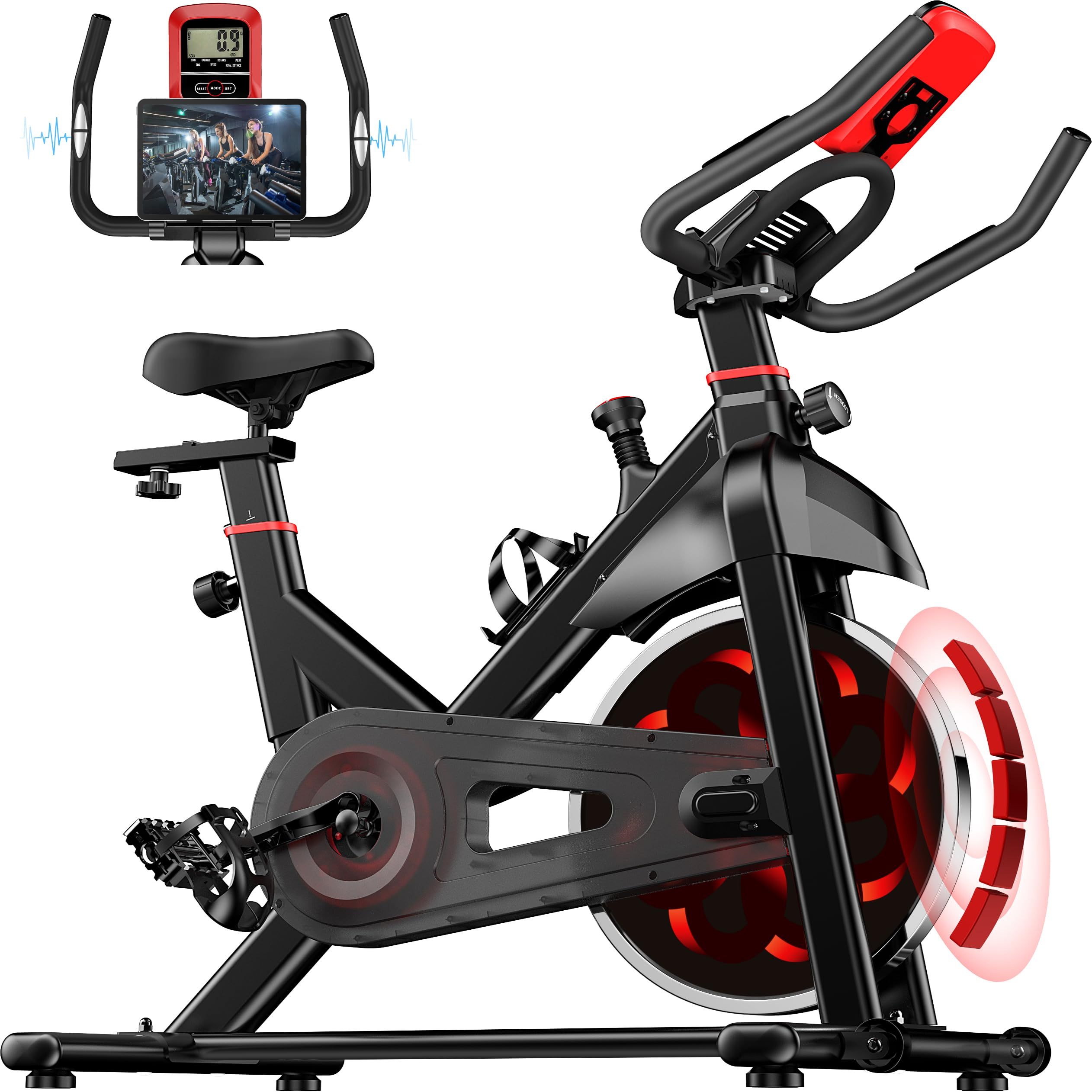 TEMU Bigzzia Indoor Exercise Cycle With Quiet Resistance Wheel, Digital Display, Padded , Stationary Bike For Home Fitness Training