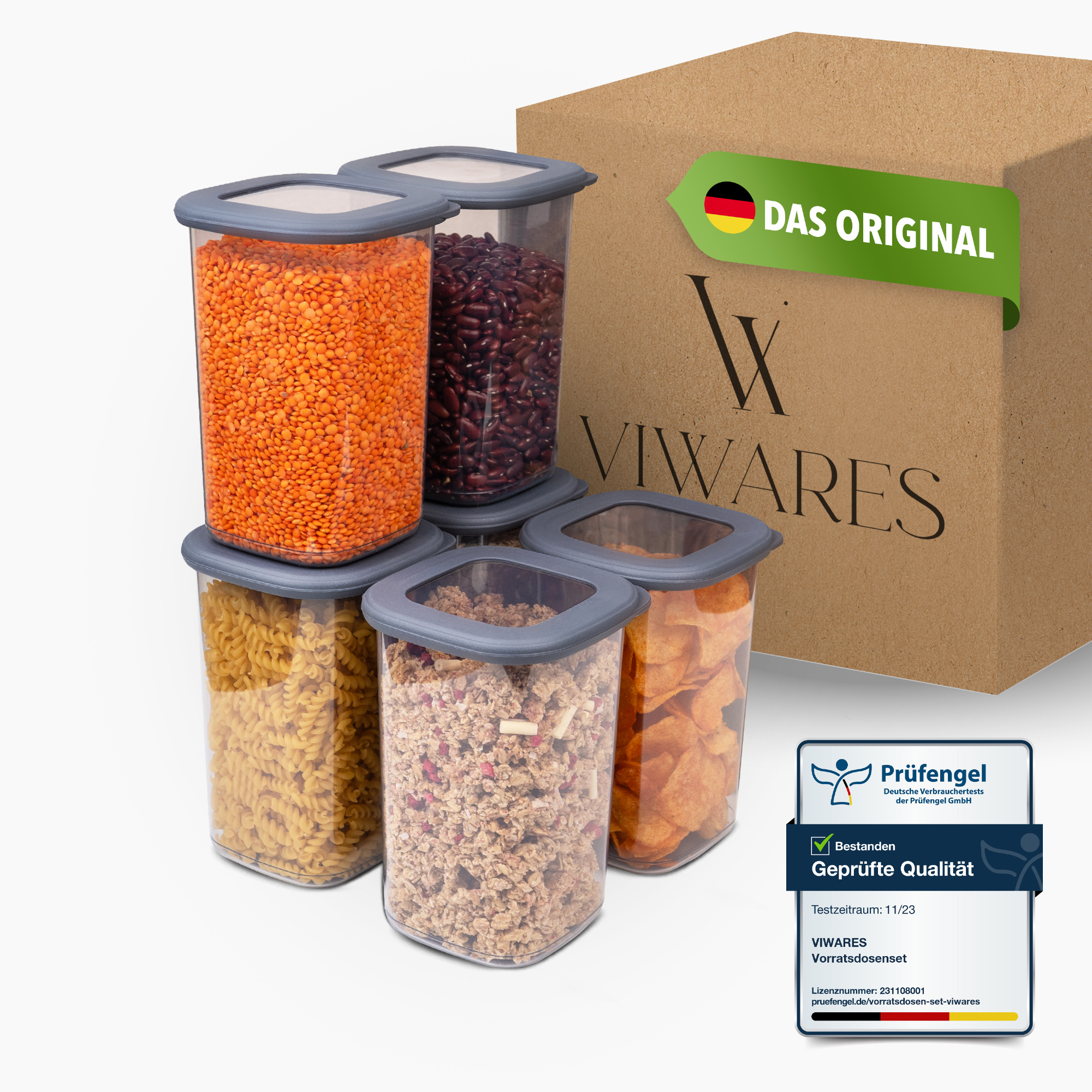Viwares Airtight Storage Containers With Lids, 6-piece Bpa-free Food Storage Container Set For Cereal, Flour, And Kitchen Storage, Practical Kitchen Organizers, Food Storage Containers