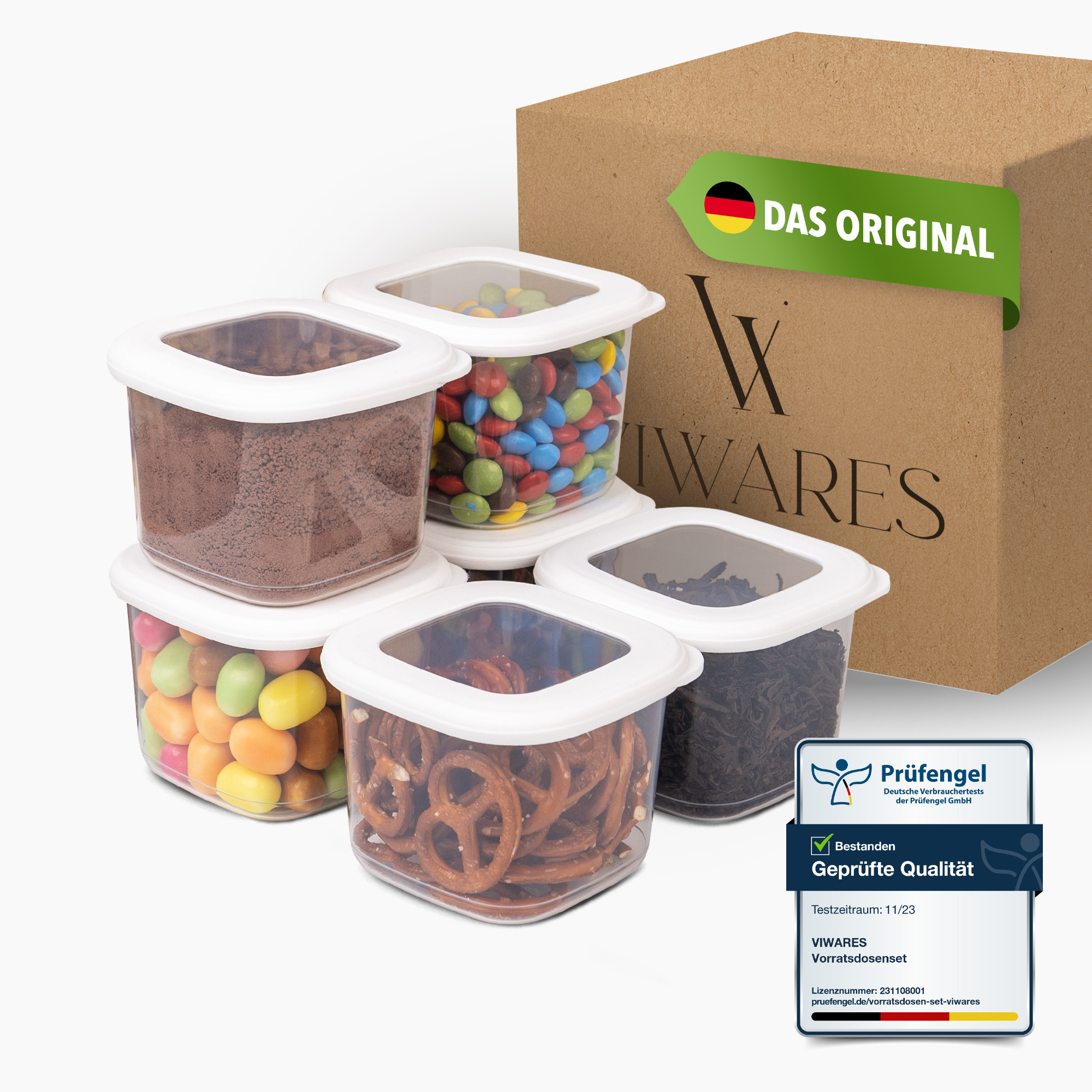 E-shop Viwares Vorratsdosen mit Deckel Luftdicht, 6er Vorratsbehälter Set , Vorratsdose zur Müsli Mehl Aufbewahrung Küche, Praktische Organizer Küche,