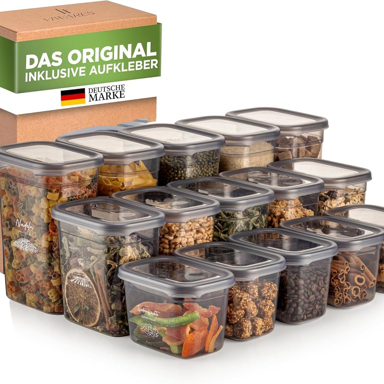 Airtight Storage Cans With Lid | 15pcs Storage Container Set | For Storing , Flour, And Sugar | Practical Storage Box Food