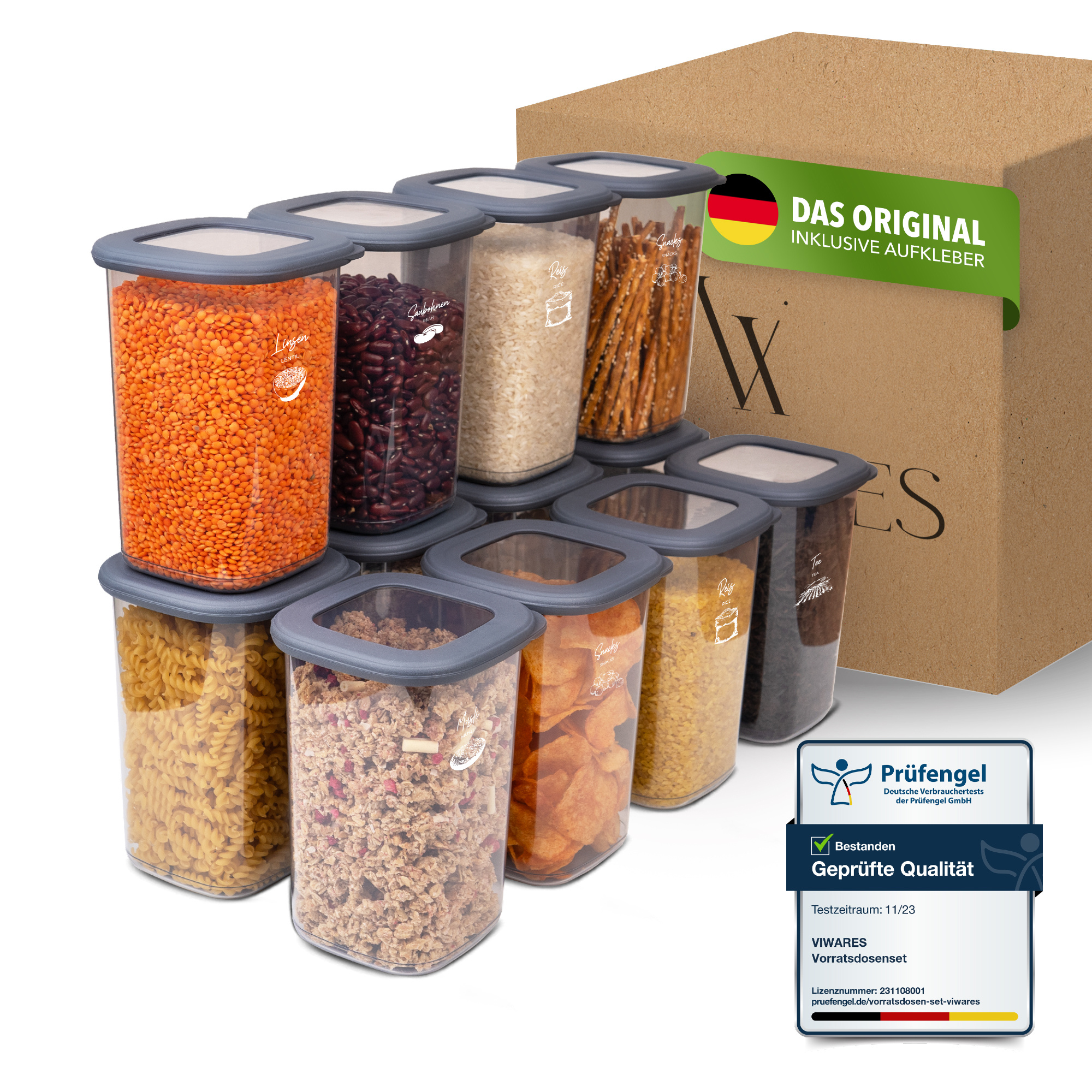 's Airtight Storage Cans With Lids, 12pcs Storage Container Set Bpa-free, Storage Can For Flour Storage Kitchen, Practical Kitchen Organizer, Freshness Preservation Cans For Food Storage.