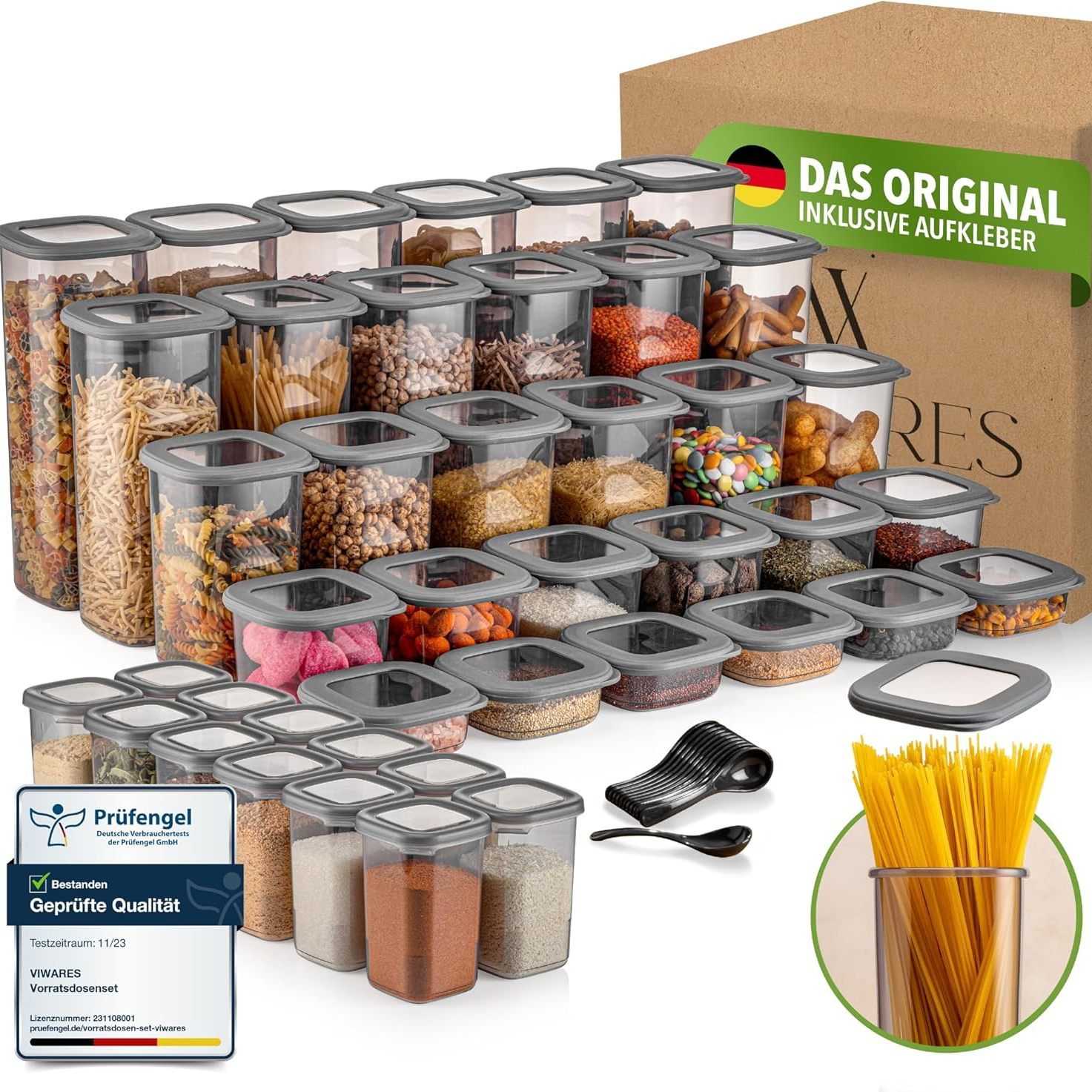 Image of Viwares Airtight Storage Containers With Lids, 42-piece Set, Food Storage Jars For Cereal, Flour, And Kitchen Organization, Practical Kitchen Organizers, Food Storage Containers