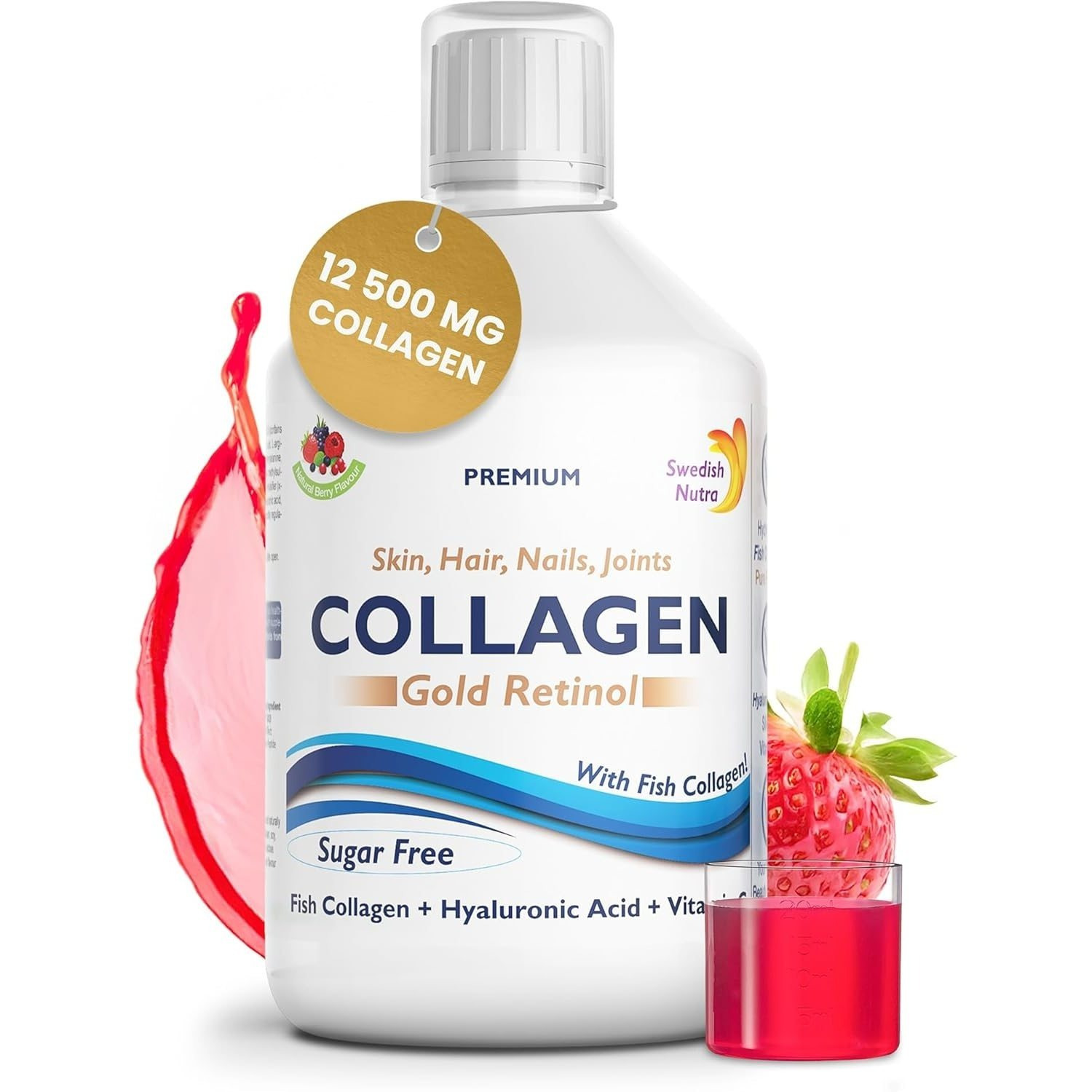 swedish   12 500 mg hydrolyzed marine collagen gold retinol liquid supplement 500 ml pack 20 day supply