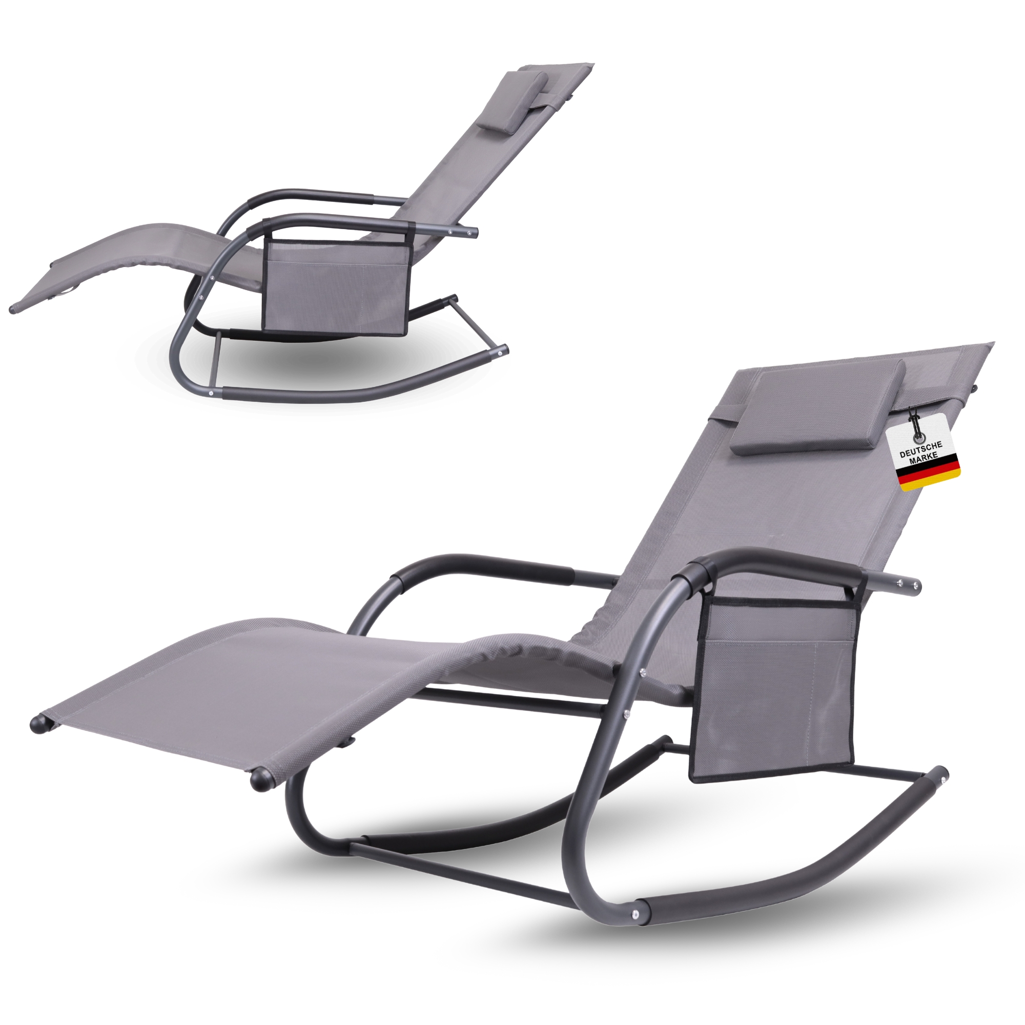 Image of Lounger | Loadable Up To 160kg | Swing Lounger Relax Lounger Garden Chair Rocking Chair | With Headrest | Weather-resistant Ergonomic Relax Chair