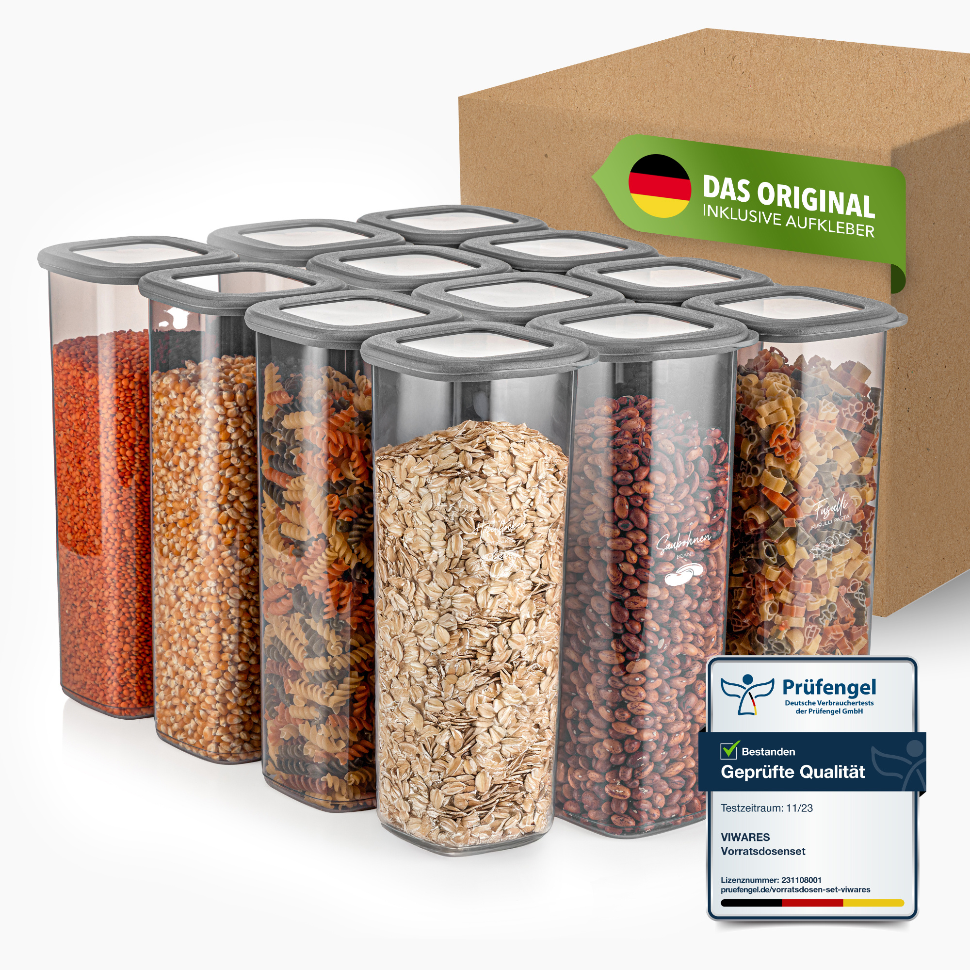 TEMU Viwares Airtight Storage Containers With Lids, 12-piece Food Storage Set, Kitchen Organizer For Cereal, Flour, And Pantry Storage, Practical