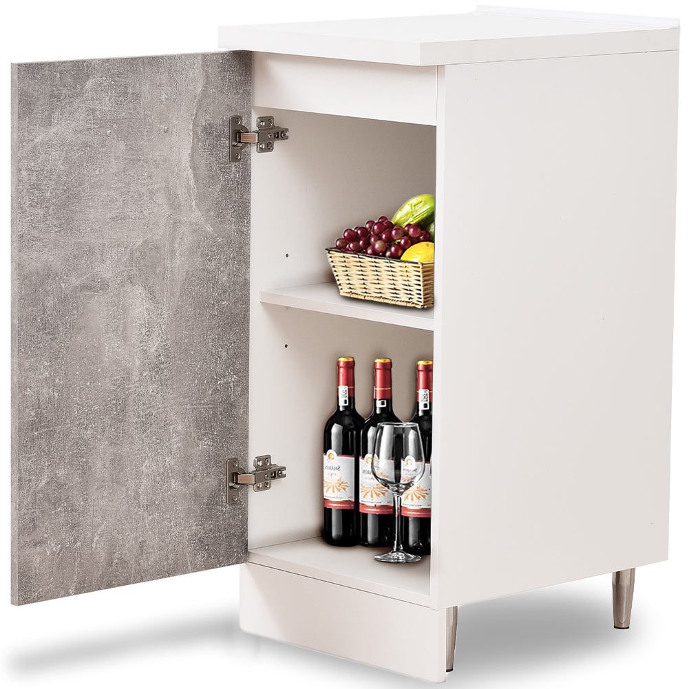 TEMU Shally Dogan Mobile Base per Cucina con Anta Singola e Due Scomparti, Mobiletto con Struttura in Legno e Resistente, Grigio Cemento, Mobile