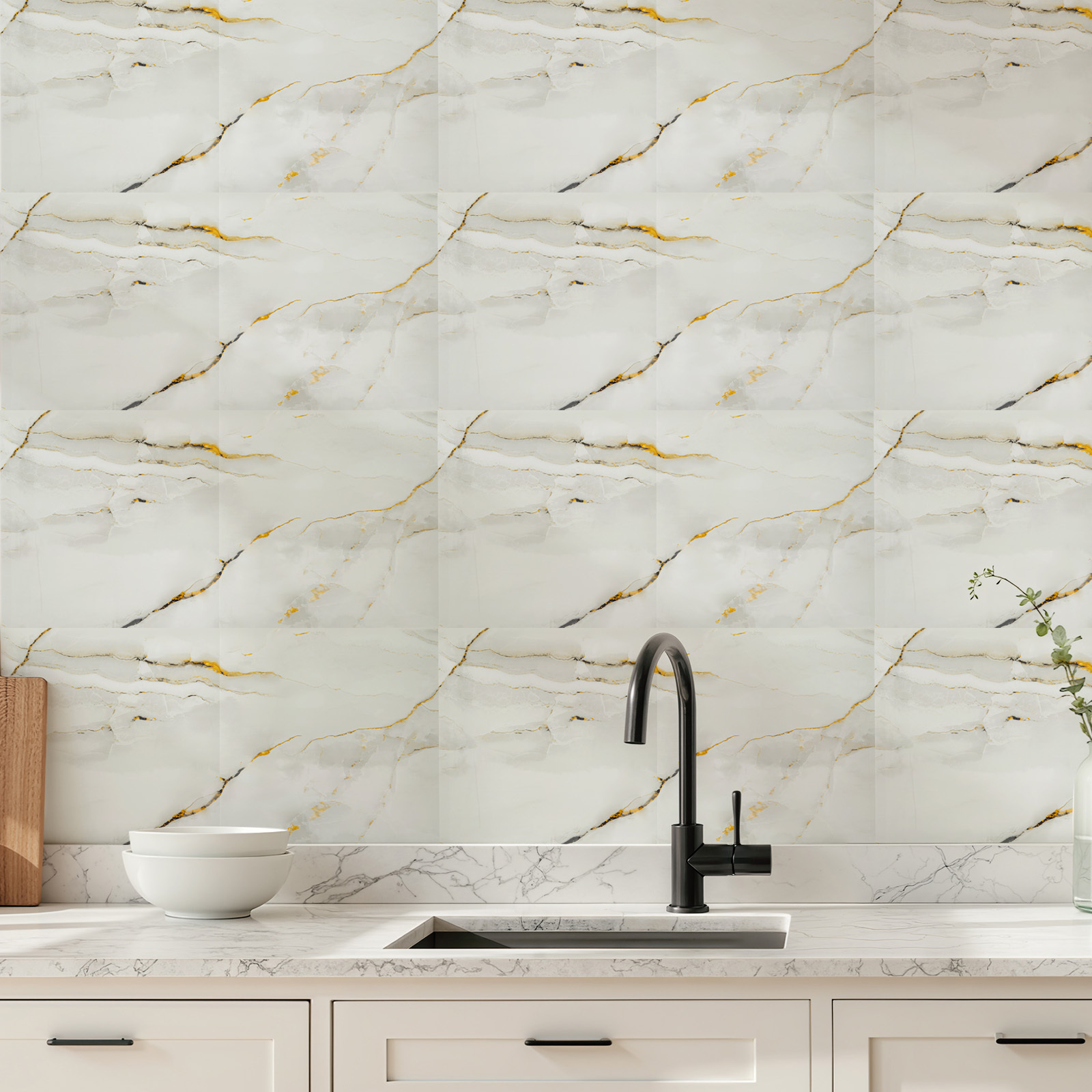 TEMU 50pcs Marble Self-adhesive Wall Tiles Wall Hanging Decor Fashion 30x30cm