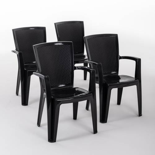 set of 4 diana chairs in resin with rattan effect stackable and lightweight ideal for indoor and outdoor use with