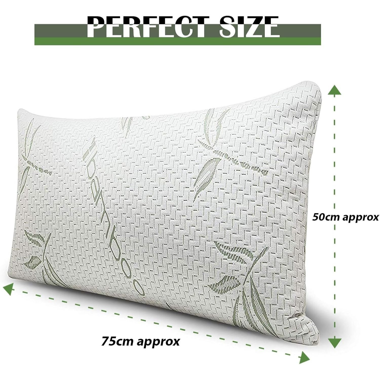 Bamboo Memory Foam Pillow Neck & Shoulder Support Sleeping Comfortable Bed Pillows with Removable Covers Hypoallergenic Pillow for Side & Back Sleepers