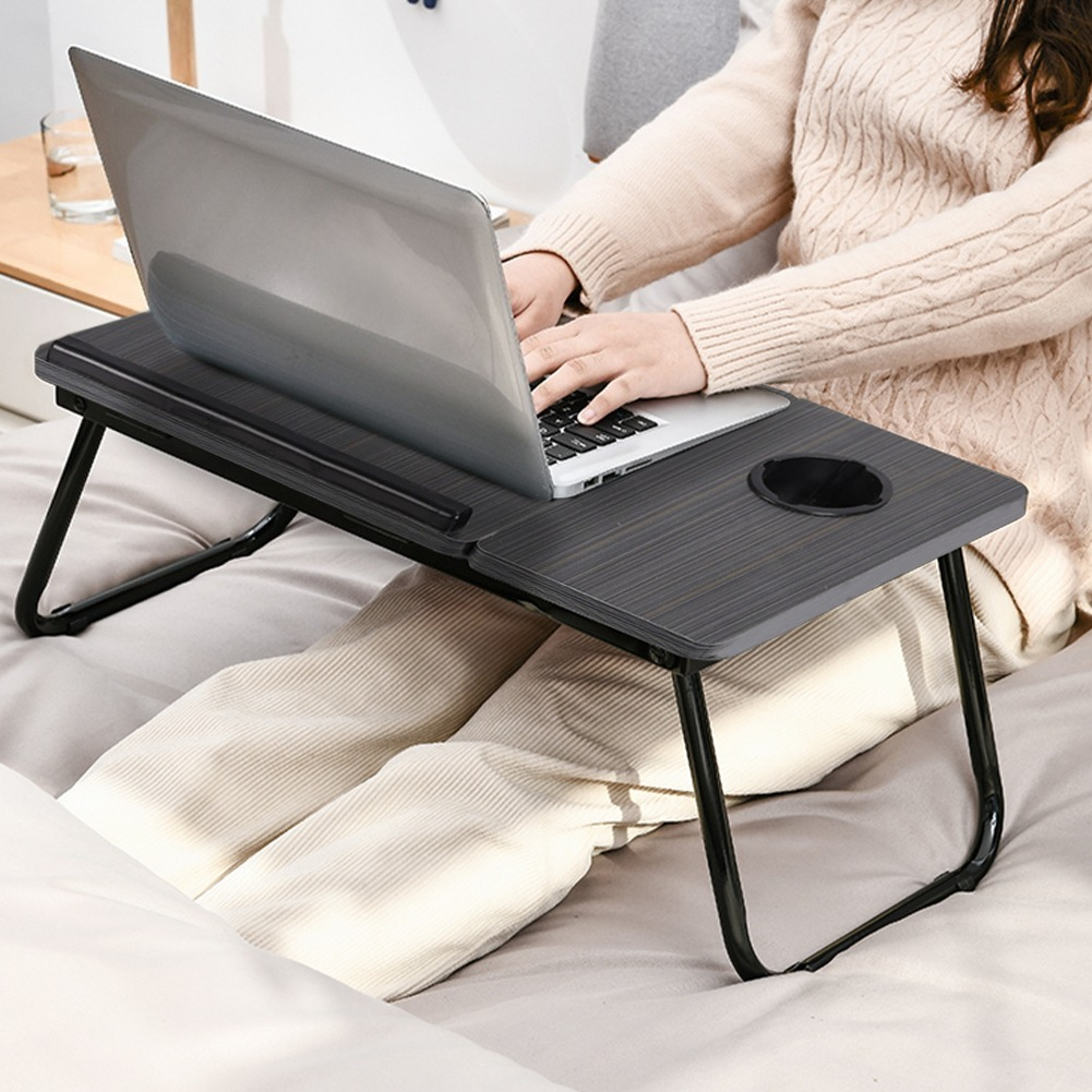 TEMU Foldable Laptop Desk For Bed & Sofa Portable Table With Sturdy Metal Legs Space-saving Design Multi-use Tray For Dorm Or Home 56×32×24cm