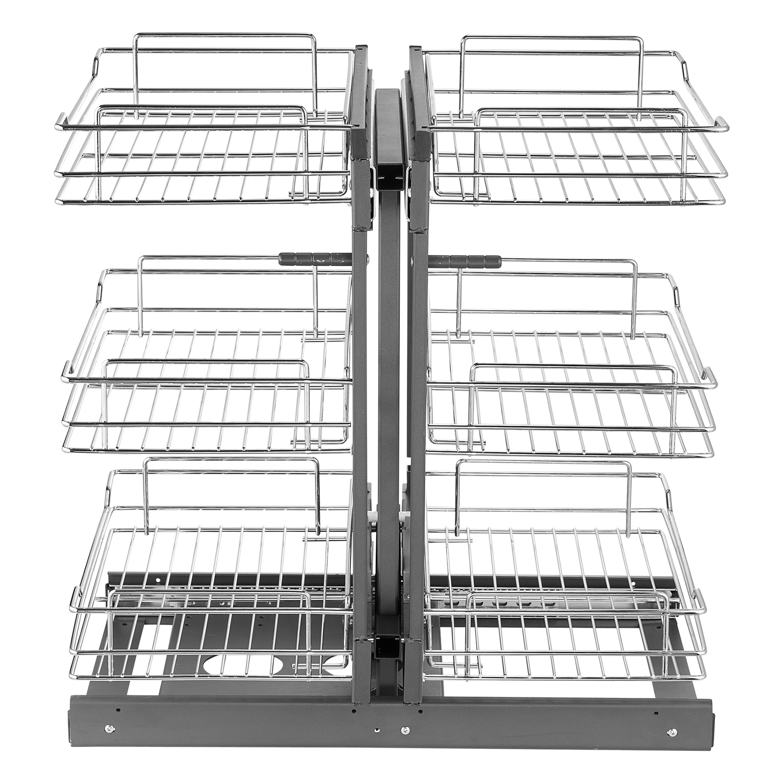 Image of Vevor 3 Tier Blind Corner Pull Out Organizer Chrome Kitchen Cabinet Basket