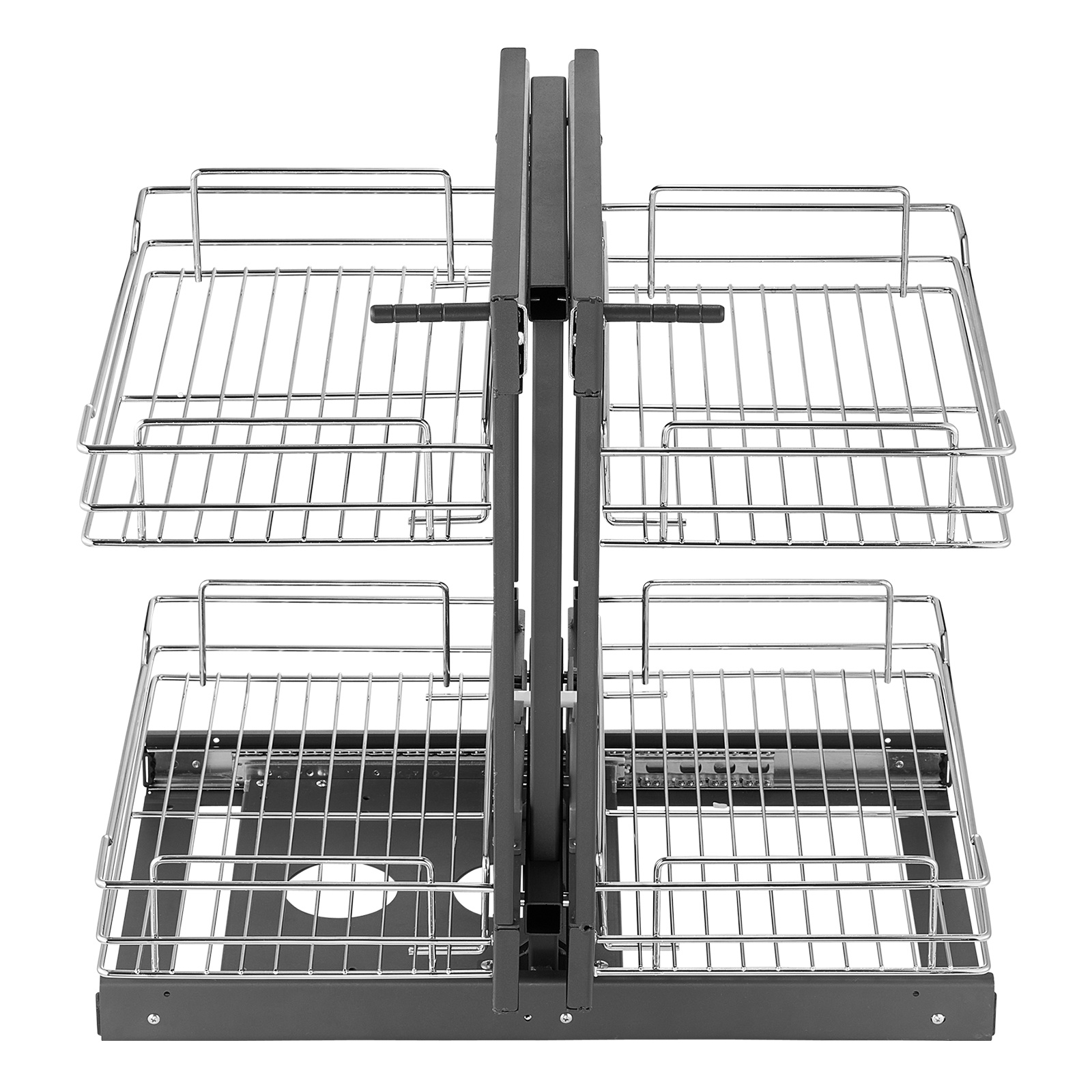TEMU Organisateur d'angle aveugle coulissant à 2 niveaux et 4 étagères, panier chromé pour placard de cuisine