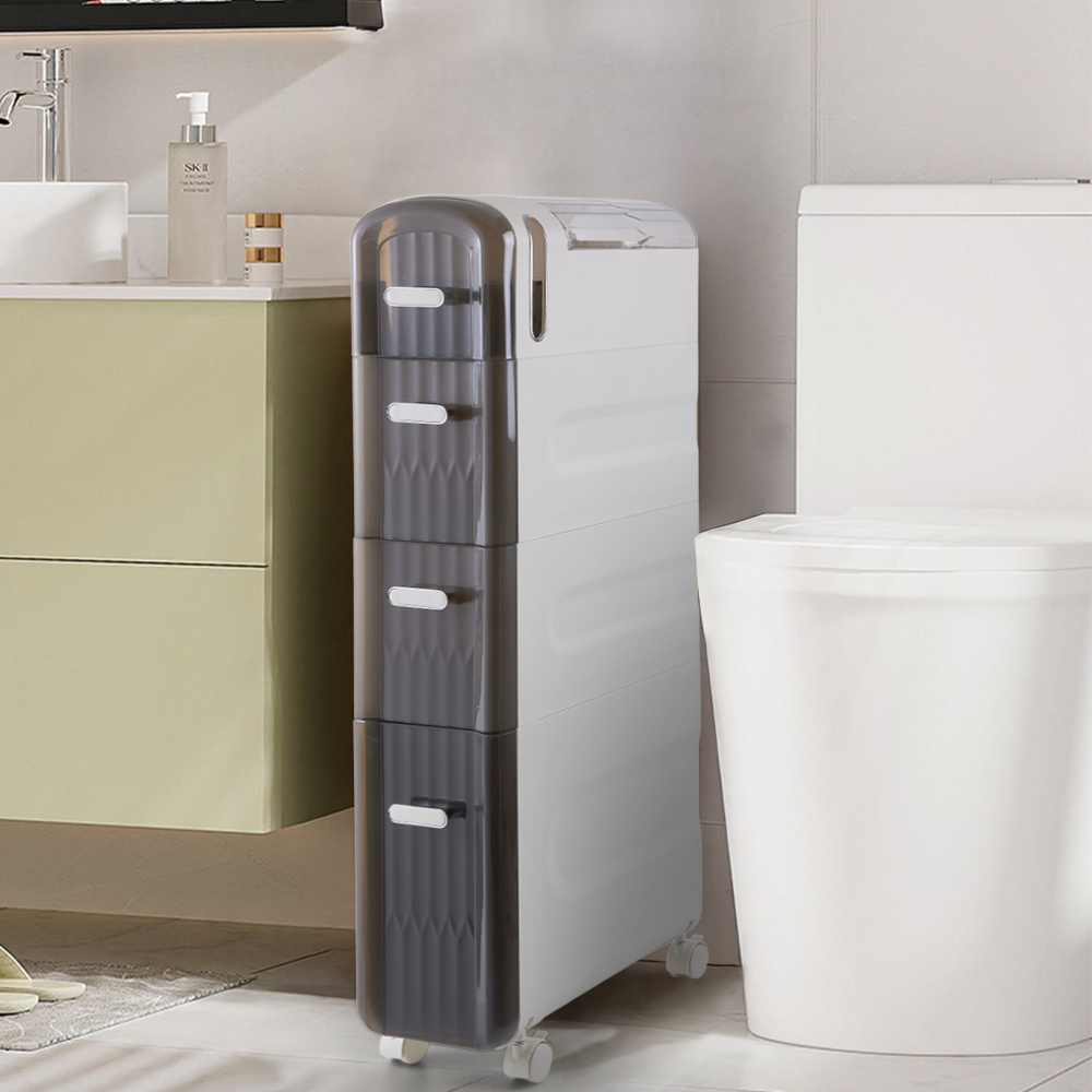 TEMU Narrow Storage Cabinet, Slim Bathroom Floor Cabinet 2/ 3/ 4 Tier Slim Bathroom Storage Cabinet For Bedroom Bathroom And Kitchen Storage