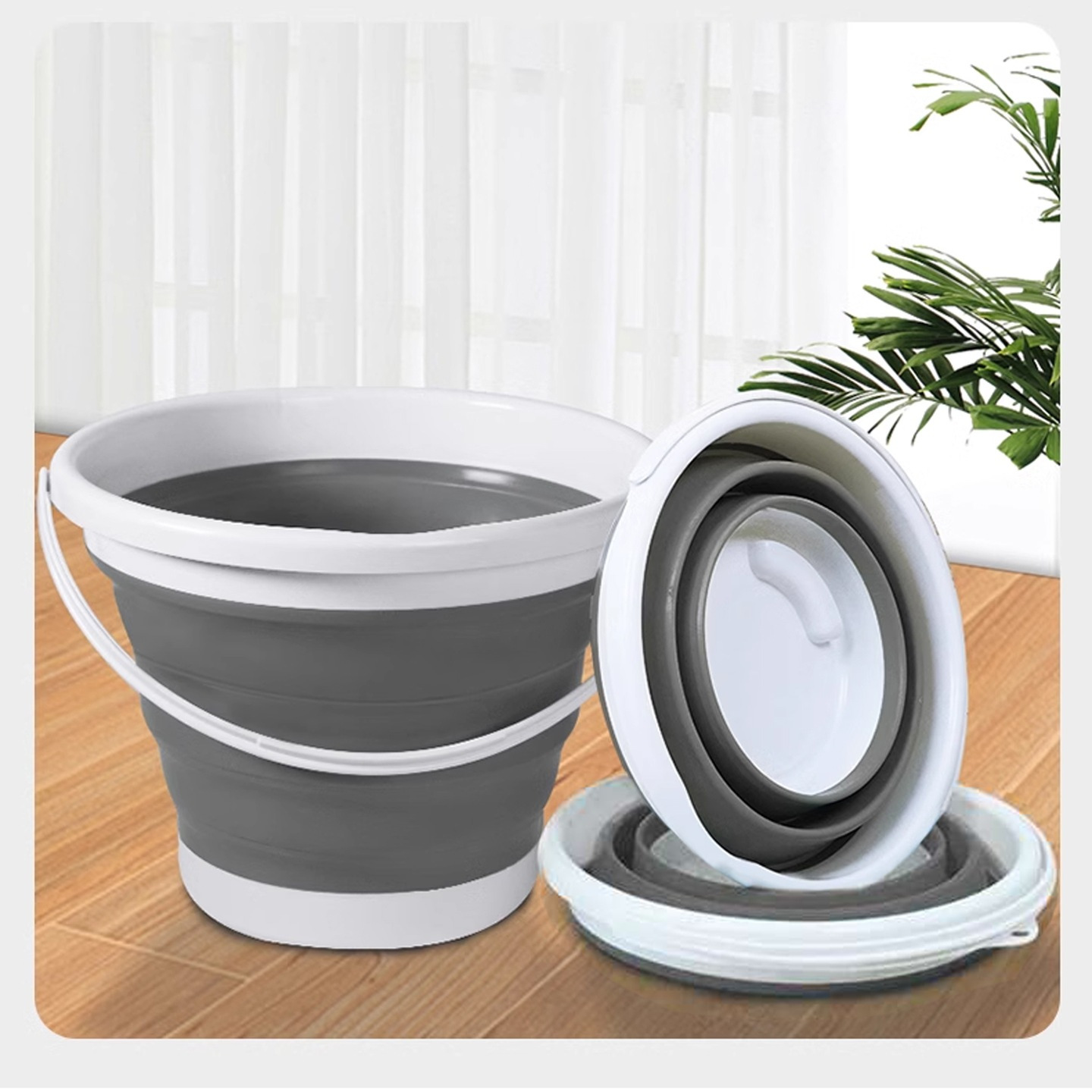 Folding Bucket Silicone Plastic Portable Camping 5l