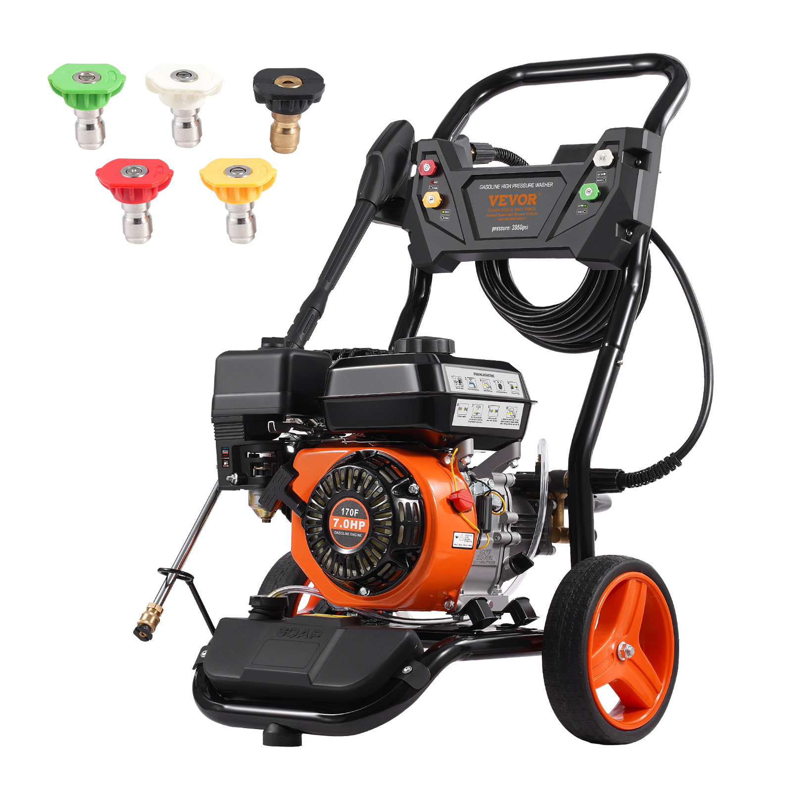Image of Vevor Gas Pressure Washer 3950 Psi 10l/min 2.6 Gpm With 5 Nozzle Set For Cars