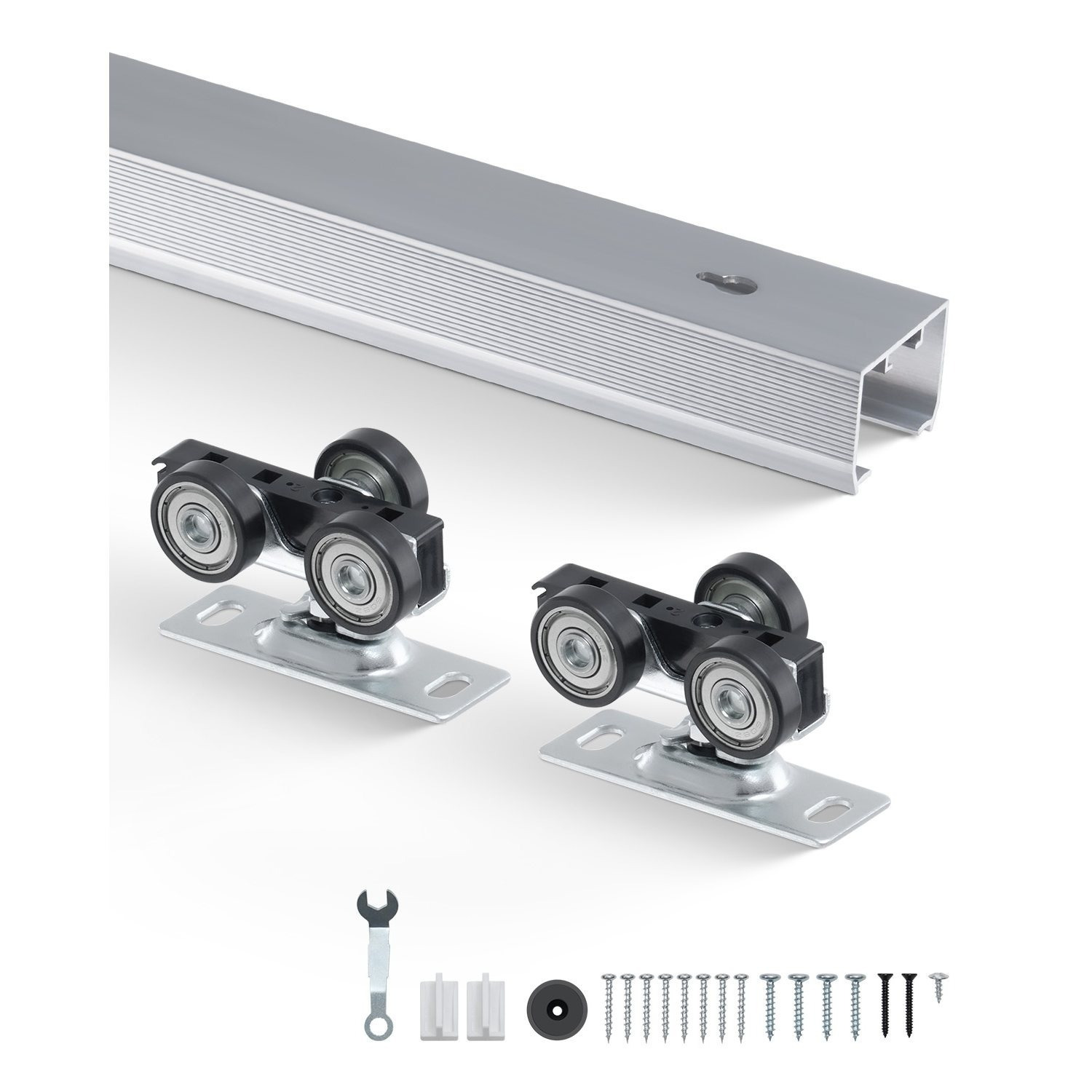 Vevor Pocket Door Track Kit 6 Ft Heavy Duty Pocket Door Hardware Kit 3 Wheels