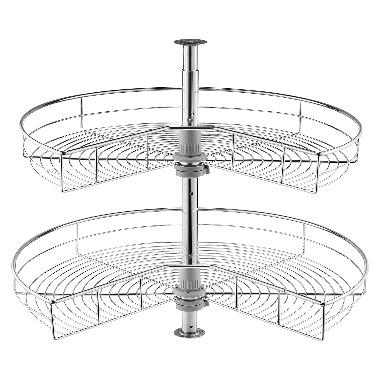 Image of 28" 2 Tier Kidney Shaped Chrome Corner Organizer Lazy Susan Cabinet Blind Corner