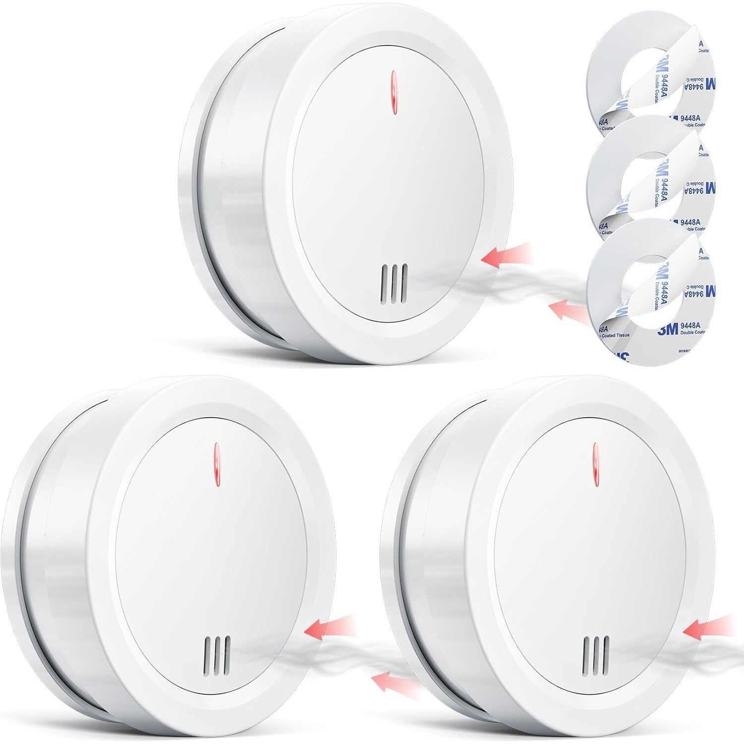 TEMU 3pcs，smoke Detector, 10 Year Battery Operated Smoke Alarm, Smoke Detector, Fire , No Holes, 85db, Ideal For Home And Kitchen Safety,