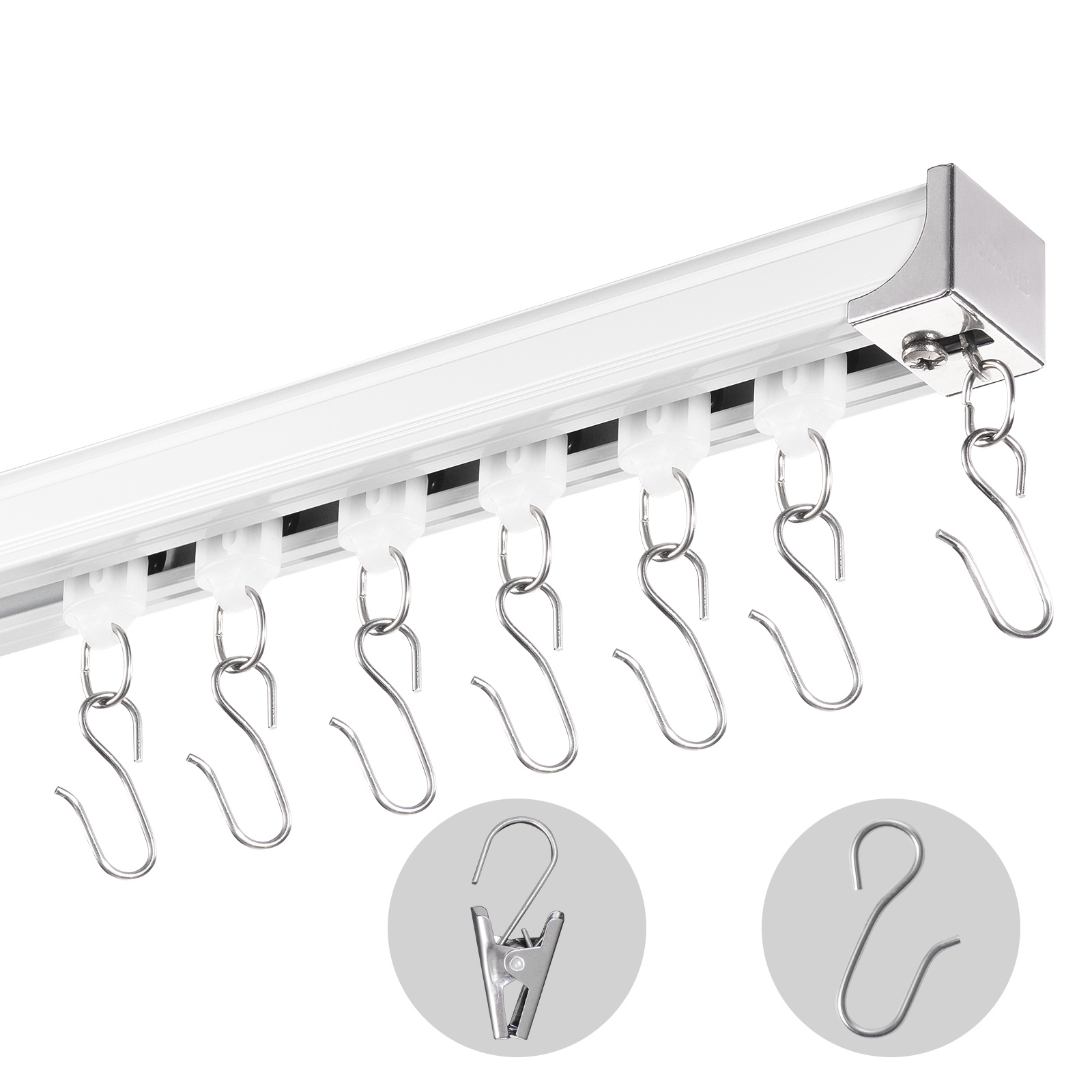 Vevor Ceiling Curtain Track Set 11.8 Ft/3.6 Meter Room Divider With Hooks White