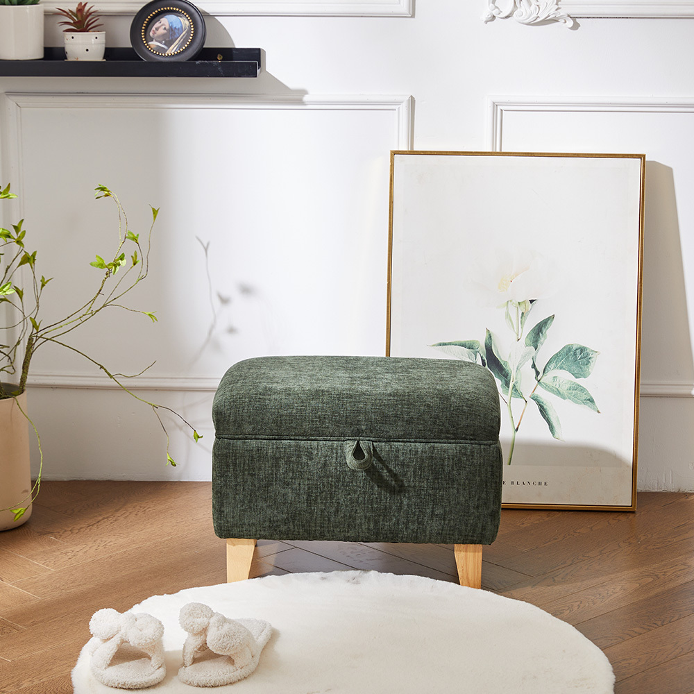 StorageOttoman,FoldableOttomanFootRest,StorageToyBoxPouffeBenchChairFootstool,Space-SavingDesignforLivingRoom,Bedroom,Entryway,49X33X36Cm/71X37X36Cm,Green/White/Blue,TwoSizes
