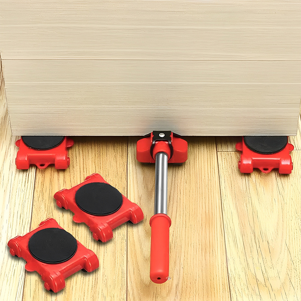 the 5pcs red heavy duty furniture moving kit with lift and slider moving wheels is an easy to move tool set suitable for moving washing machines refrigerators etc