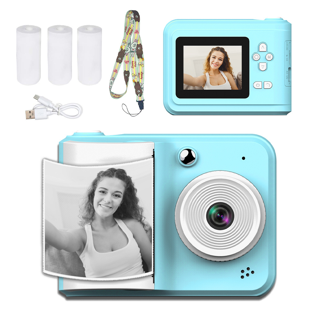 TEMU Portable Mini Photo Printer & Dual Camera Instant Print Camera - Multi-functional Student Camera With Photo Printing, Mp3 , And Games Features,