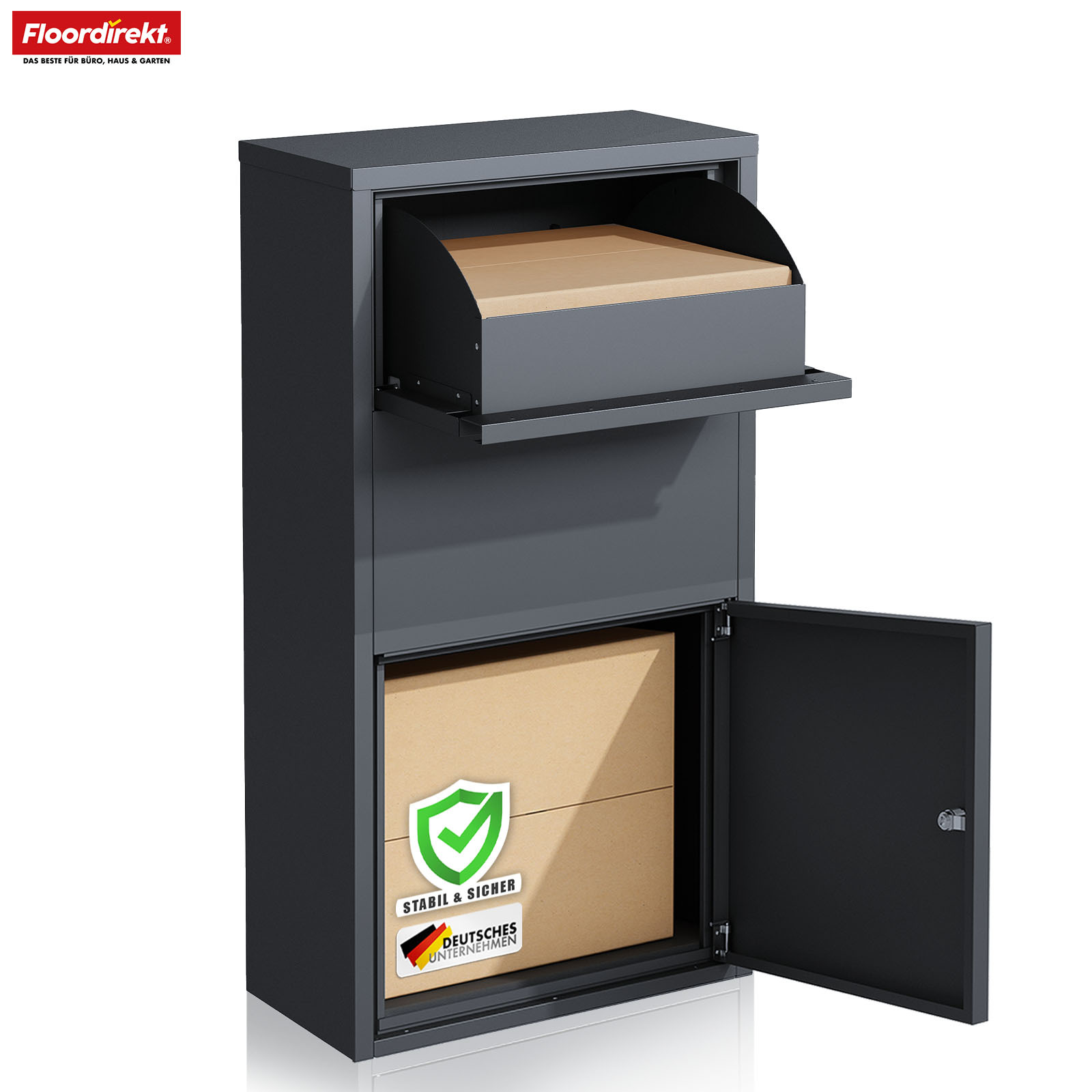 Floordirekt Package Box "" - Weatherproof Package Mailbox With Lock, Theft Protection & Wall Mounting