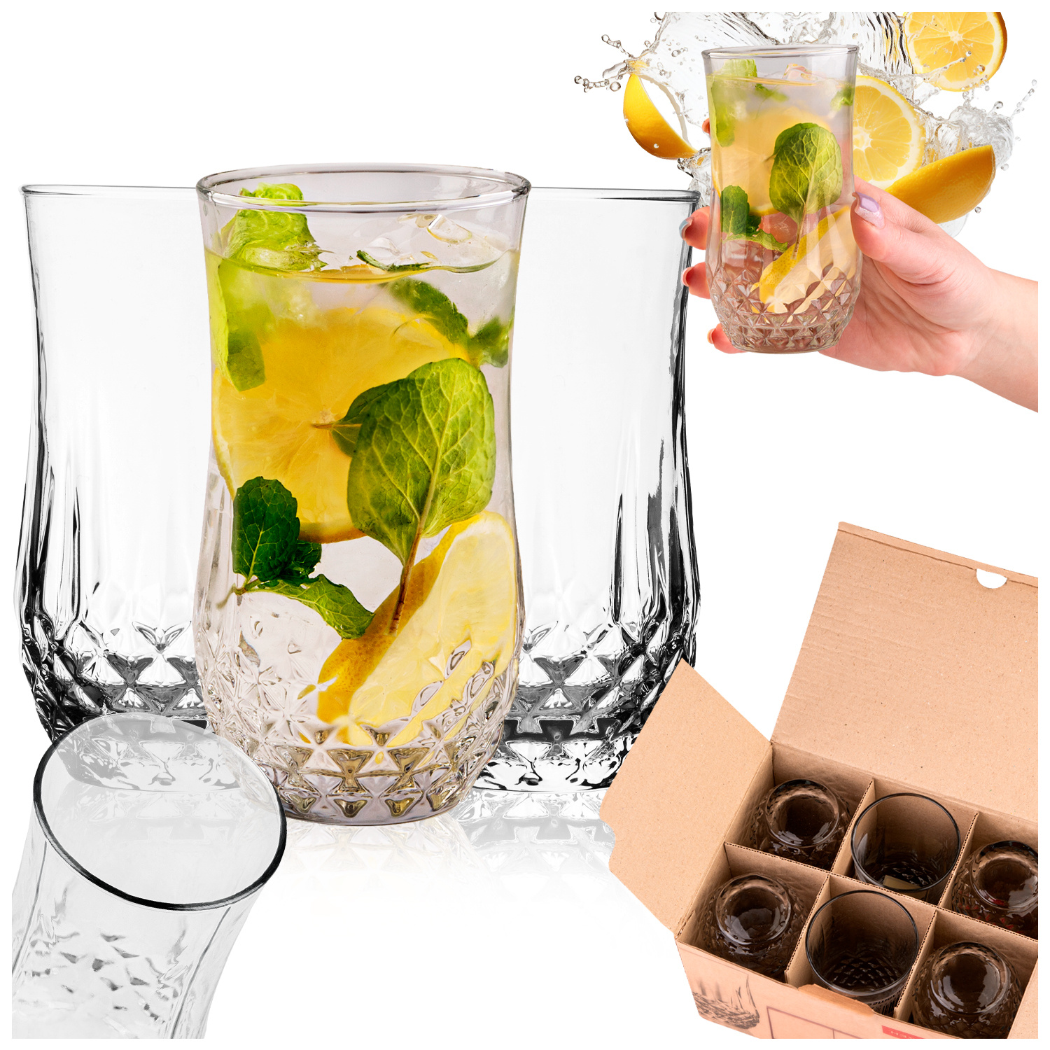 TEMU 6x Oxford-printed 300ml Glasses For Drinks, Beverages, Juice, And Water
