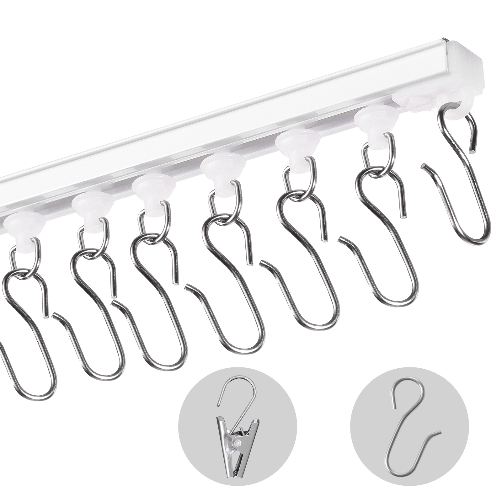 Vevor Ceiling Curtain Track Set 9.9 Ft/3 meter Self Adhesive Room Divider White