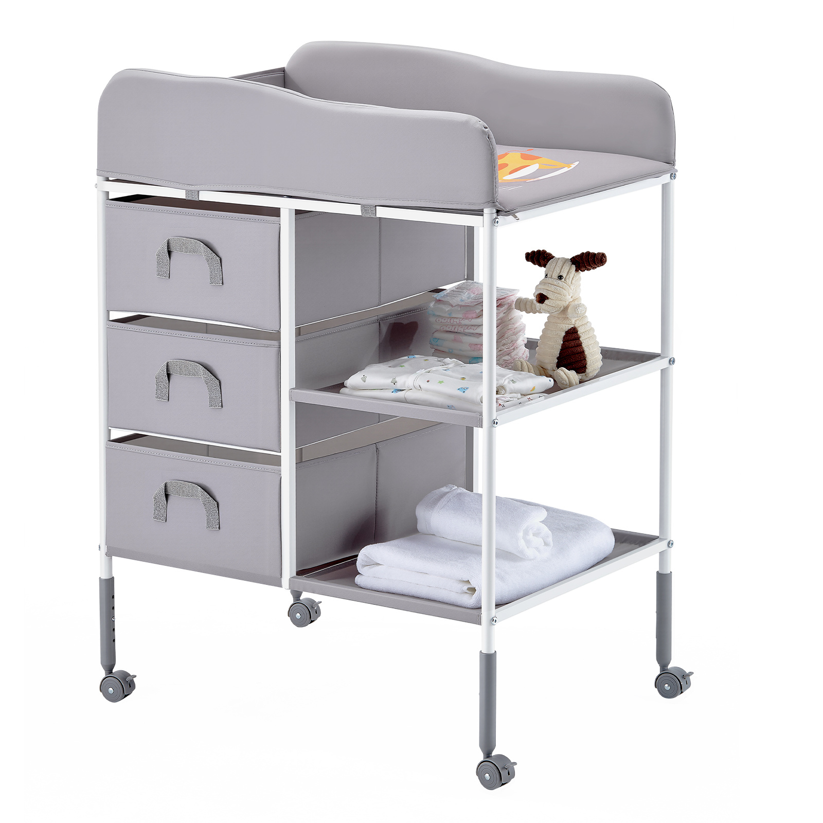 Vevor Baby Changing Table Portable Diaper Change Station With 3 Drawers & Wheels